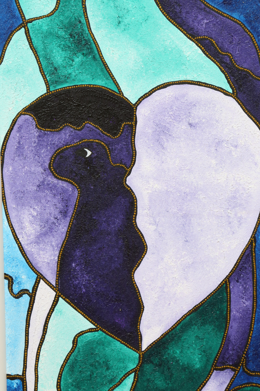 Leroy Exil Cubist Inspired Acrylic Painting On Canvas