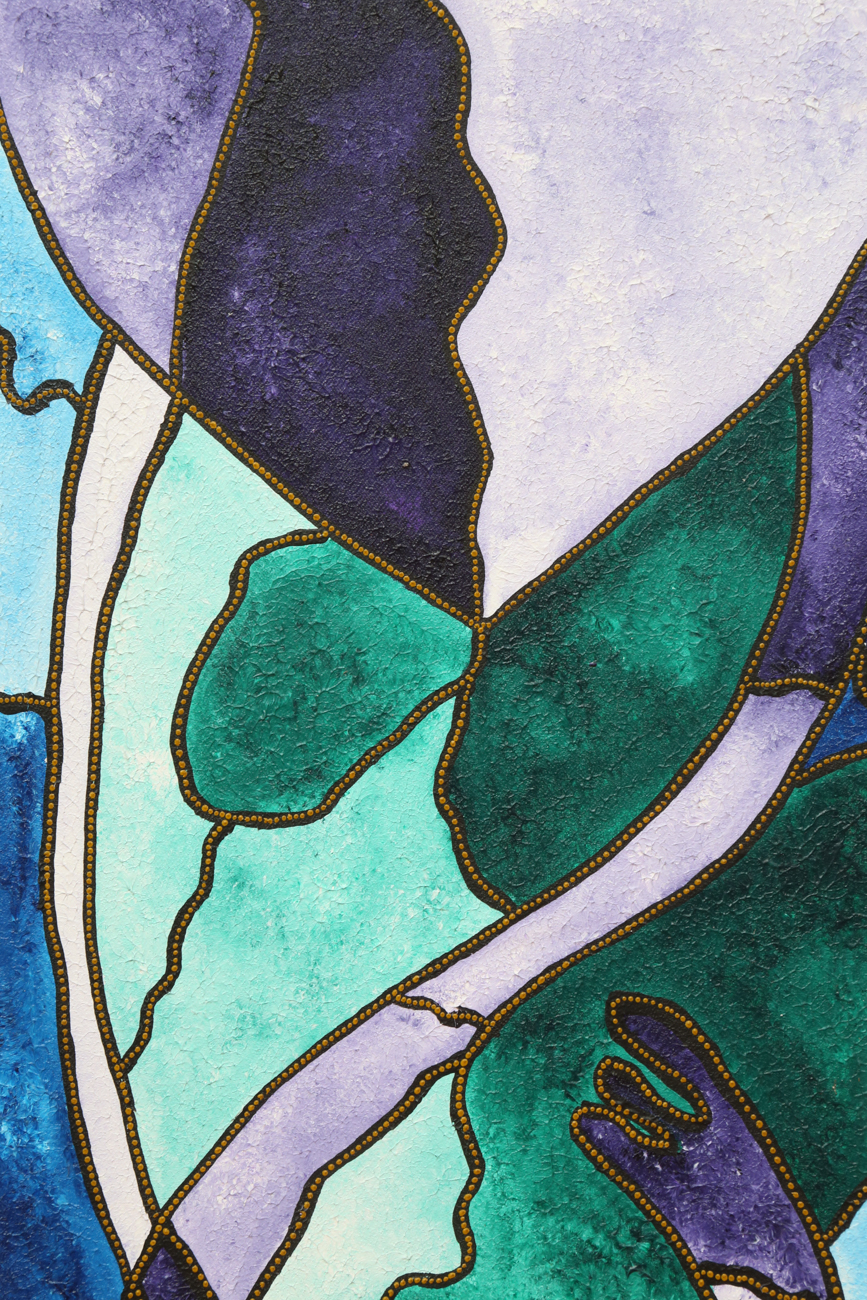 Leroy Exil Cubist Inspired Acrylic Painting On Canvas