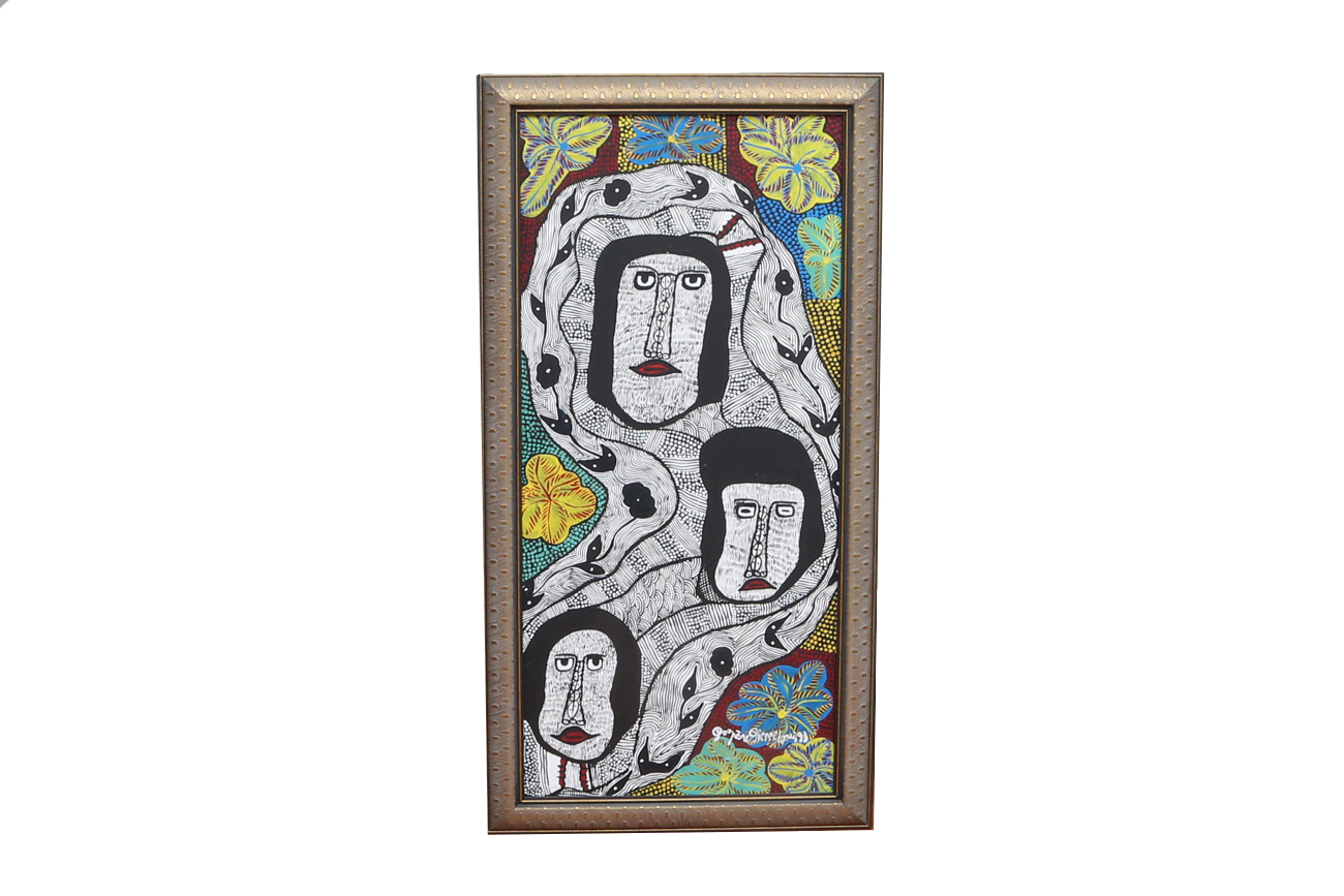 Prosper Pierre-Louis Acrylic Painting On Canvas "Spirits In Black & White"