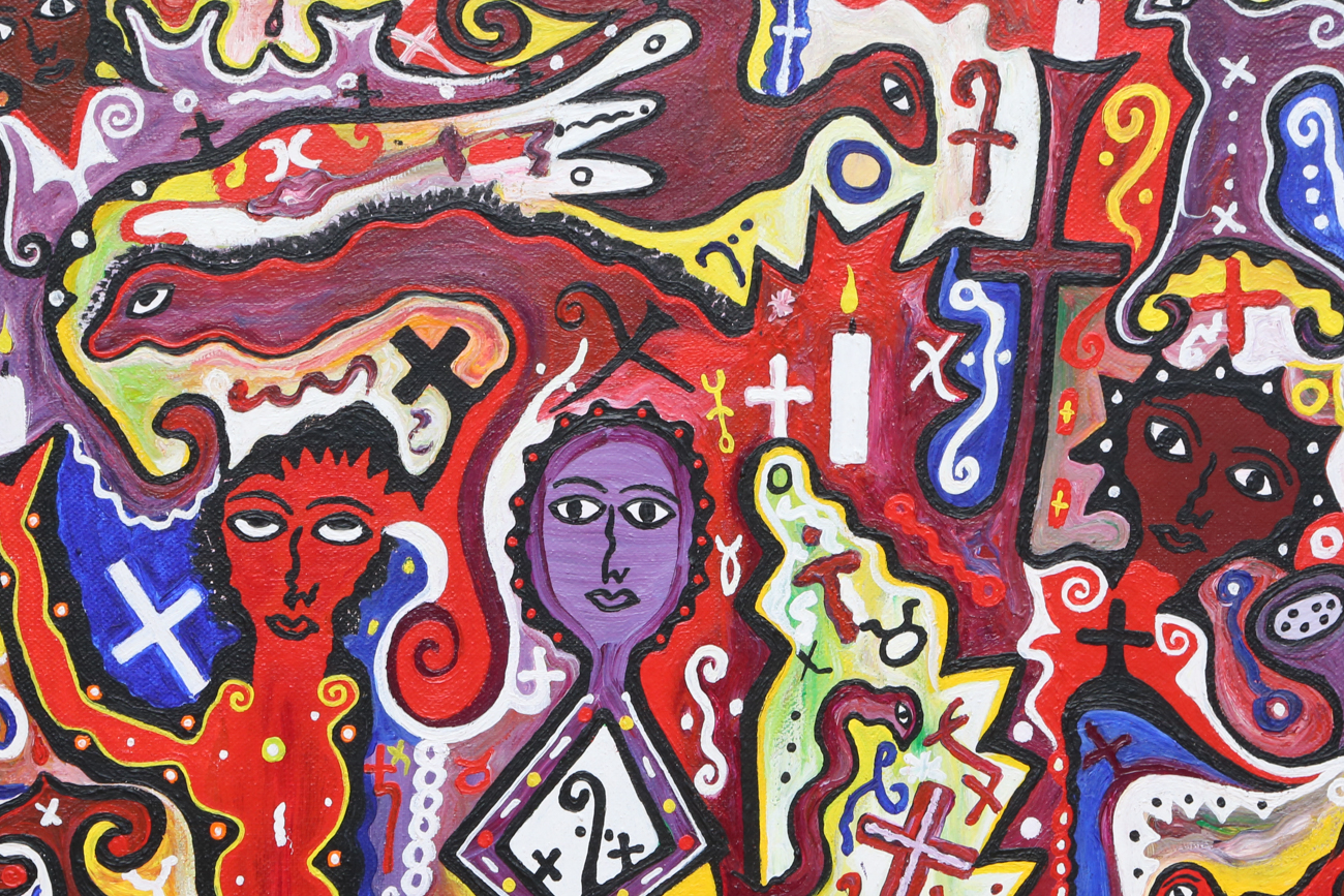 Ramphis Magloire Abstract Acrylic Painting On Canvas