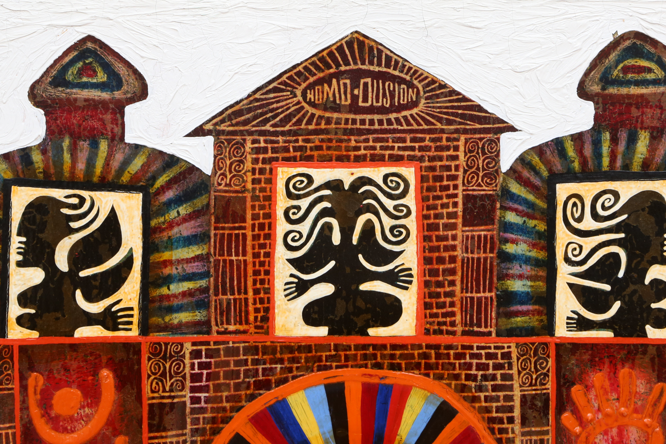 Rex Clawson Folk Art Oil Painting On Board