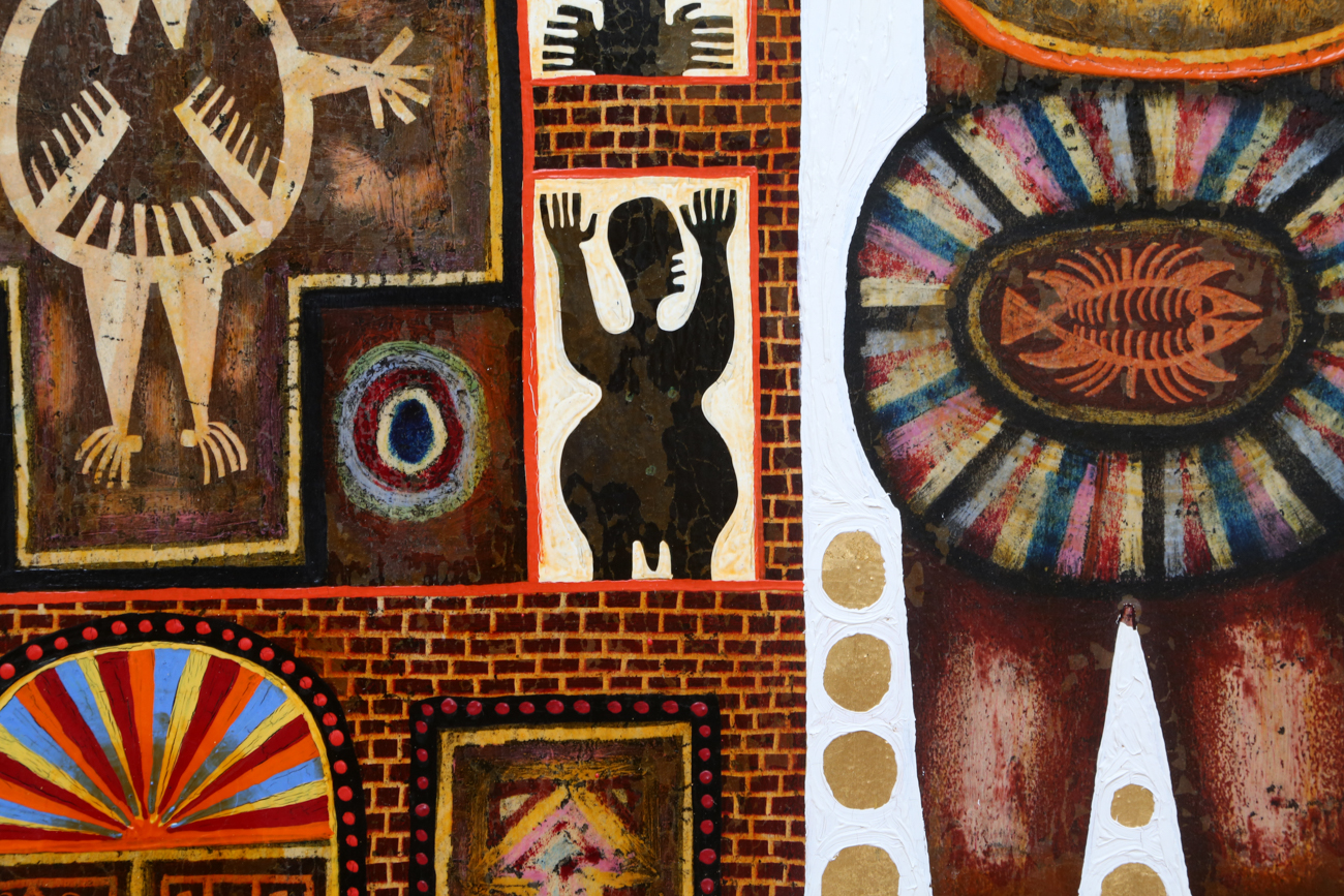 Rex Clawson Folk Art Oil Painting On Board