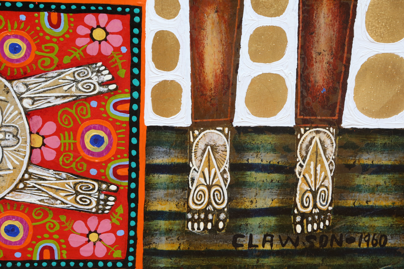 Rex Clawson Folk Art Oil Painting On Board