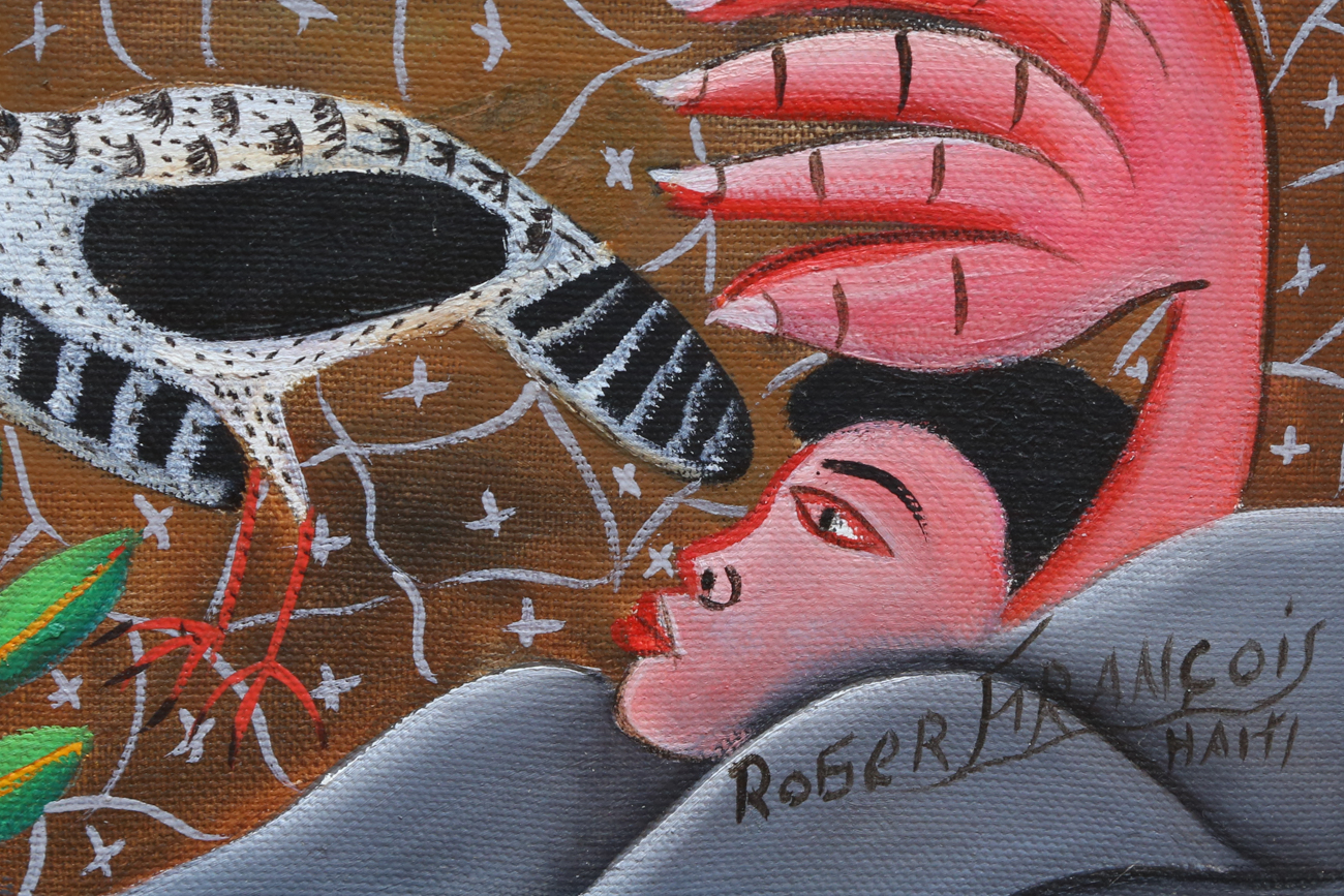 Roger François Abstract Folk Art Painting On Canvas