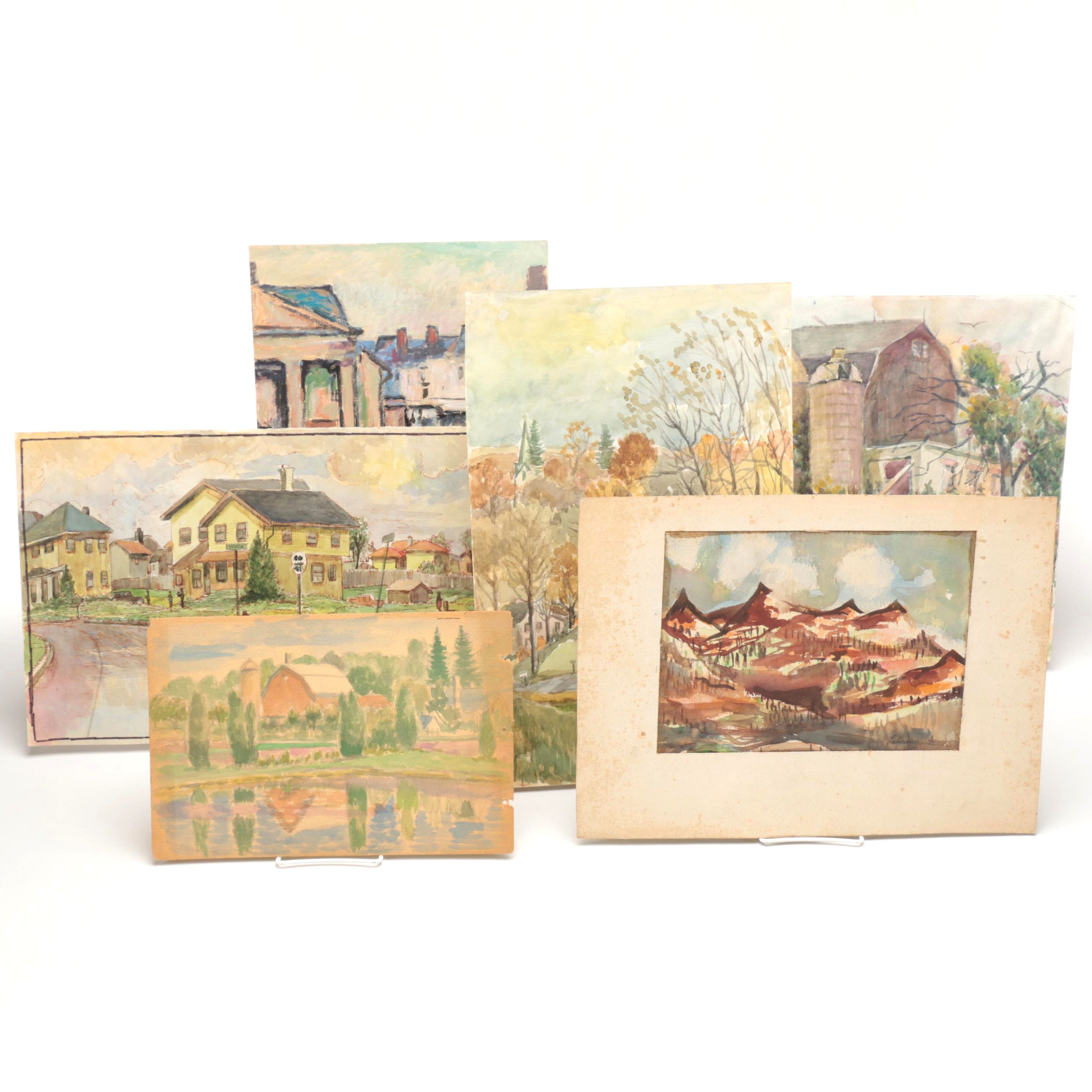 Lahmann Watercolors and Acrylics on Paper of Landscapes