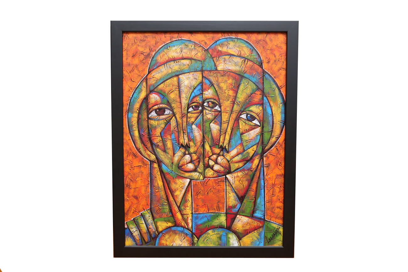 Cubist Style Acrylic Painting On Canvas Signed "Laboada"