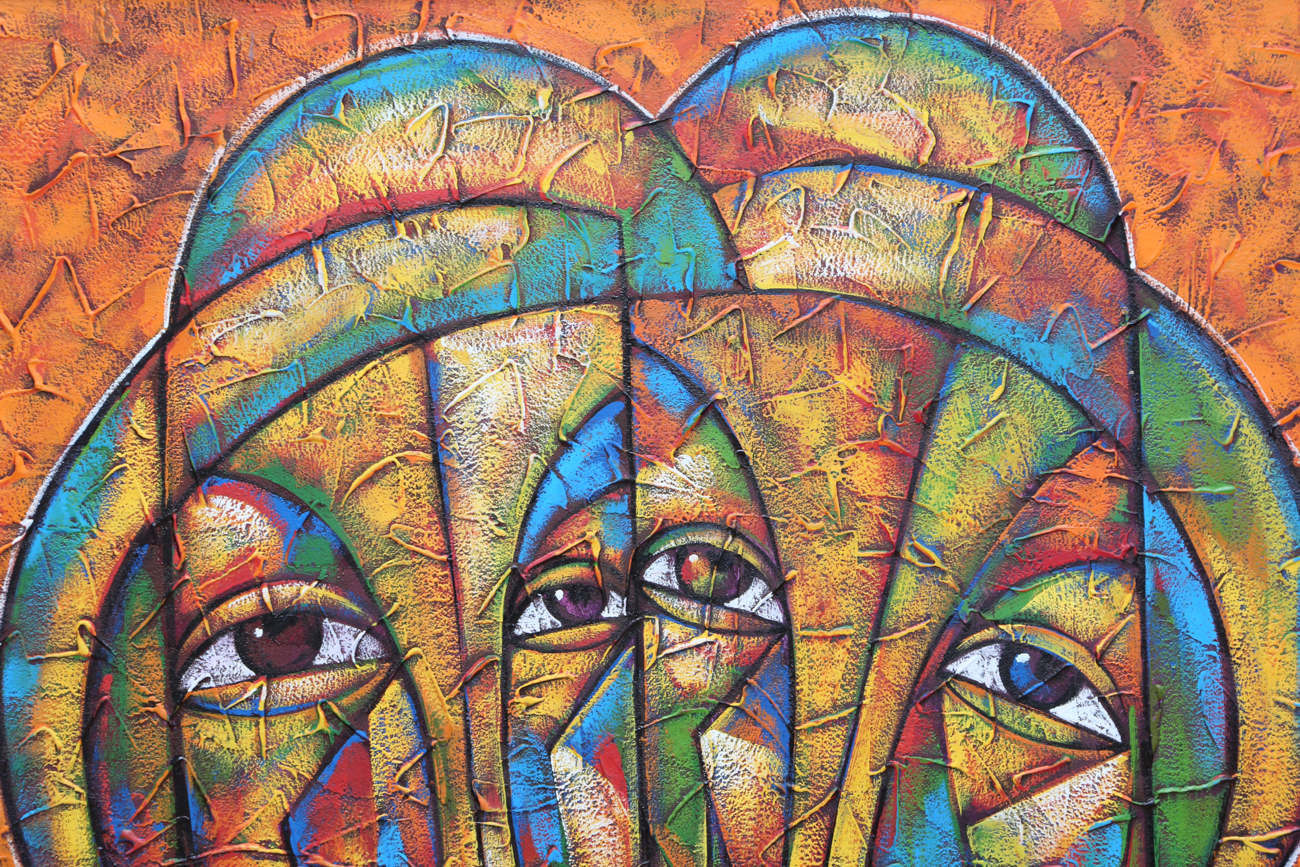 Cubist Style Acrylic Painting On Canvas Signed "Laboada"