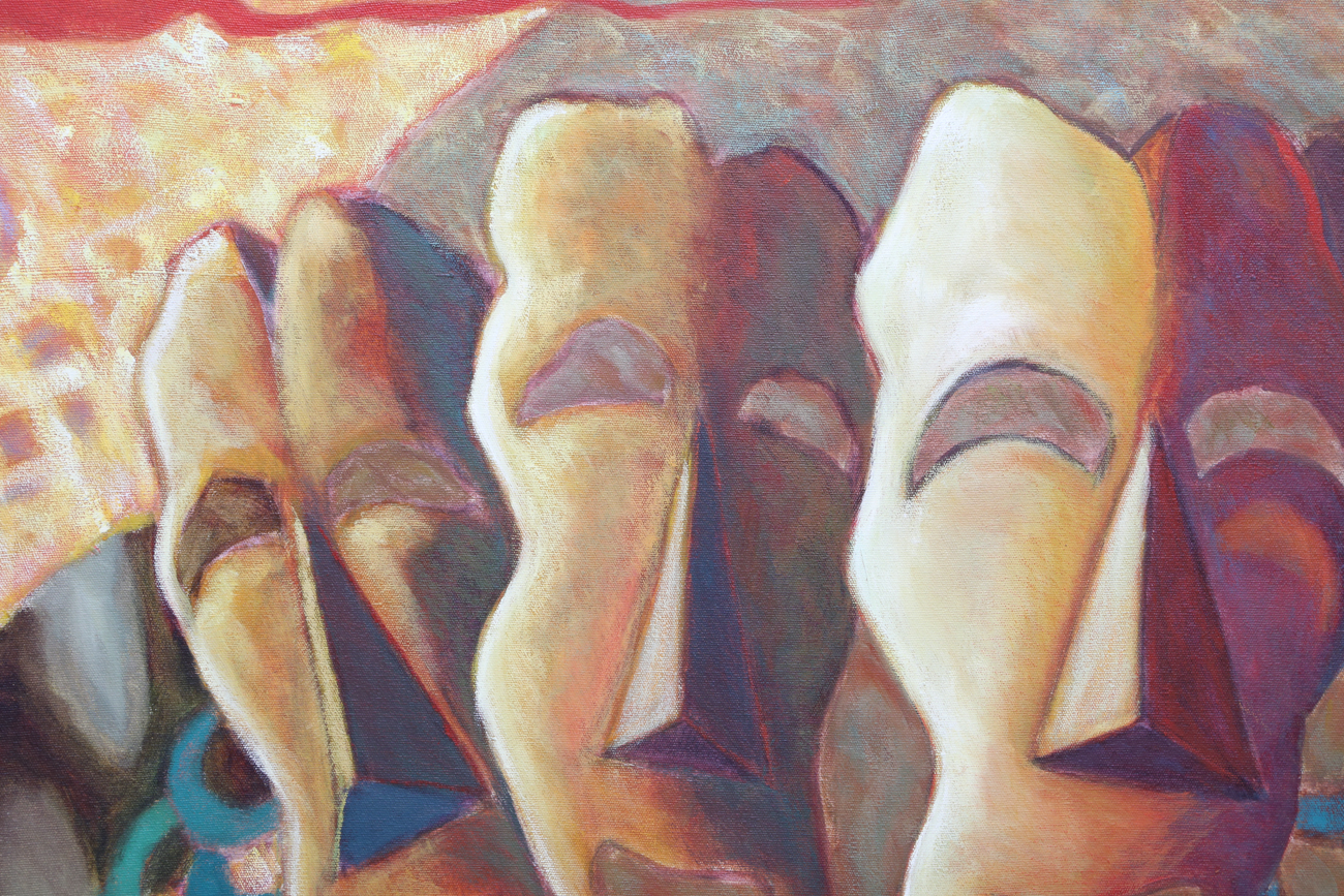 Very Large Theatrical Inspired Oil Painting On Canvas