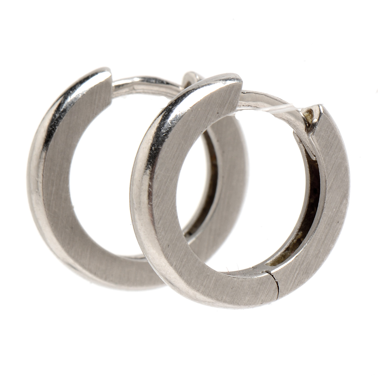 Pair of Platinum Huggie Hoop Earrings