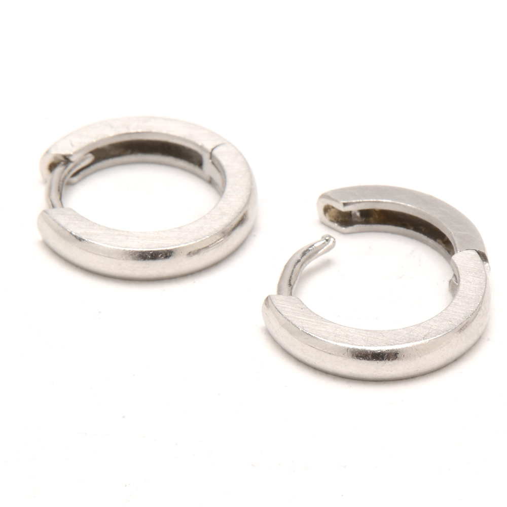 Pair of Platinum Huggie Hoop Earrings