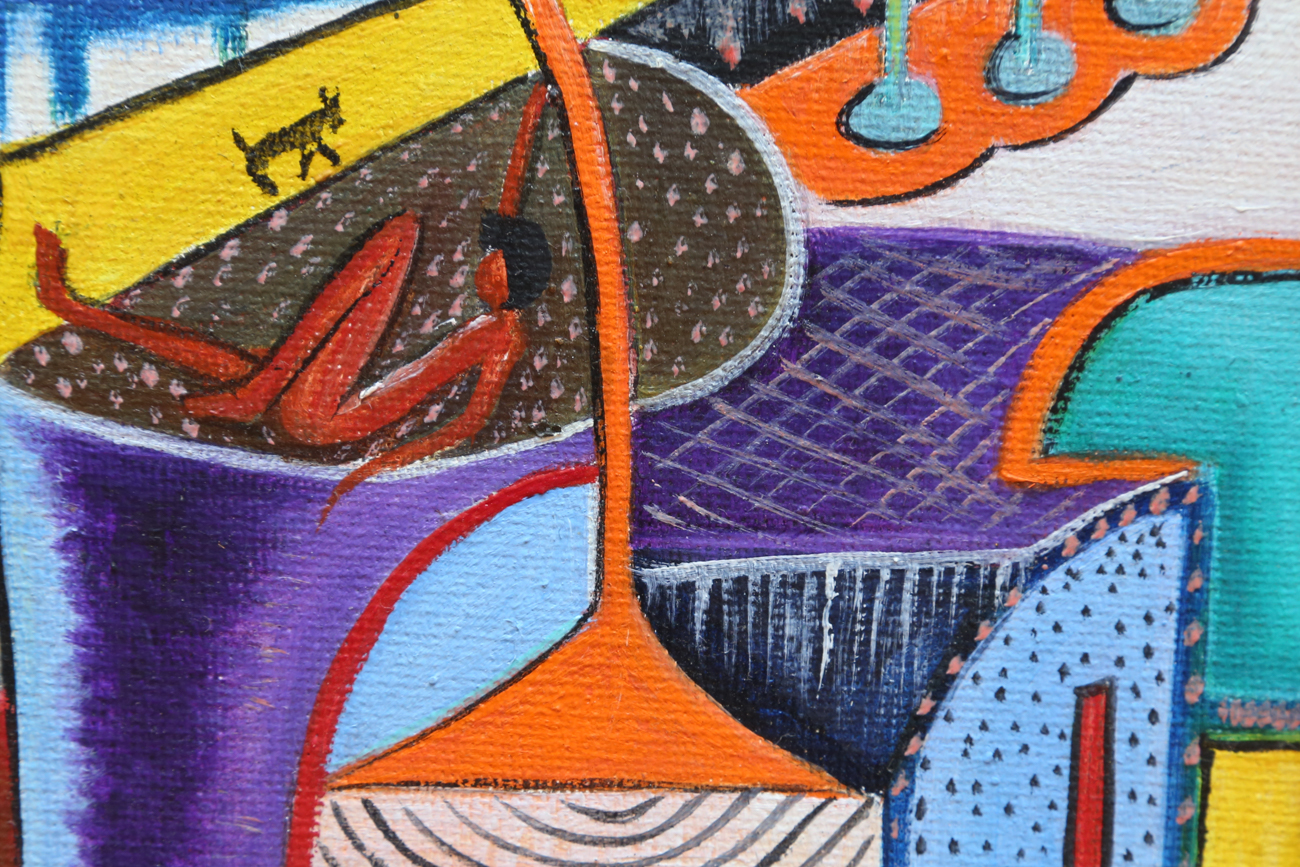 Roger François Abstract Cubist Style Painting On Board