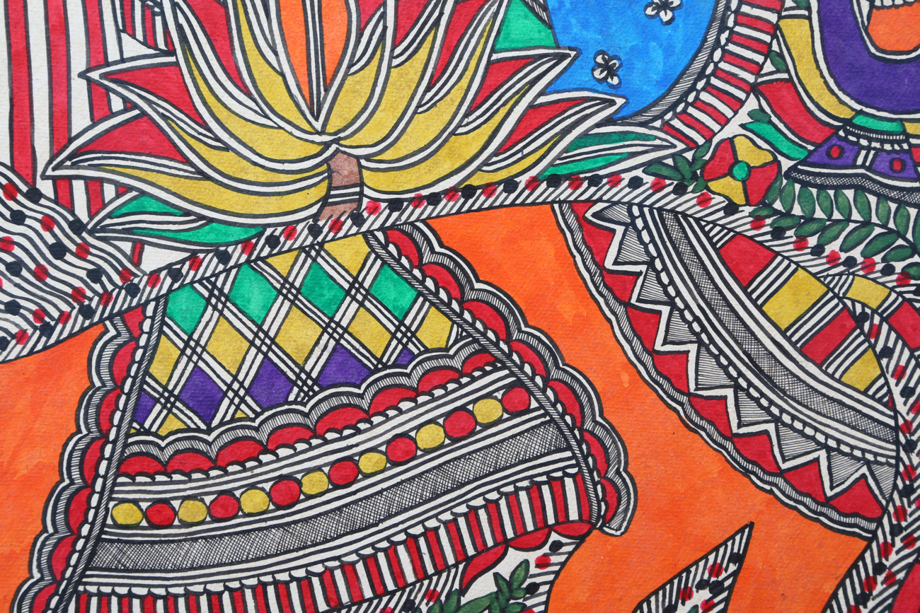 Devender Kumar Jha And Family Indian Folk Art Painting On Handmade Paper