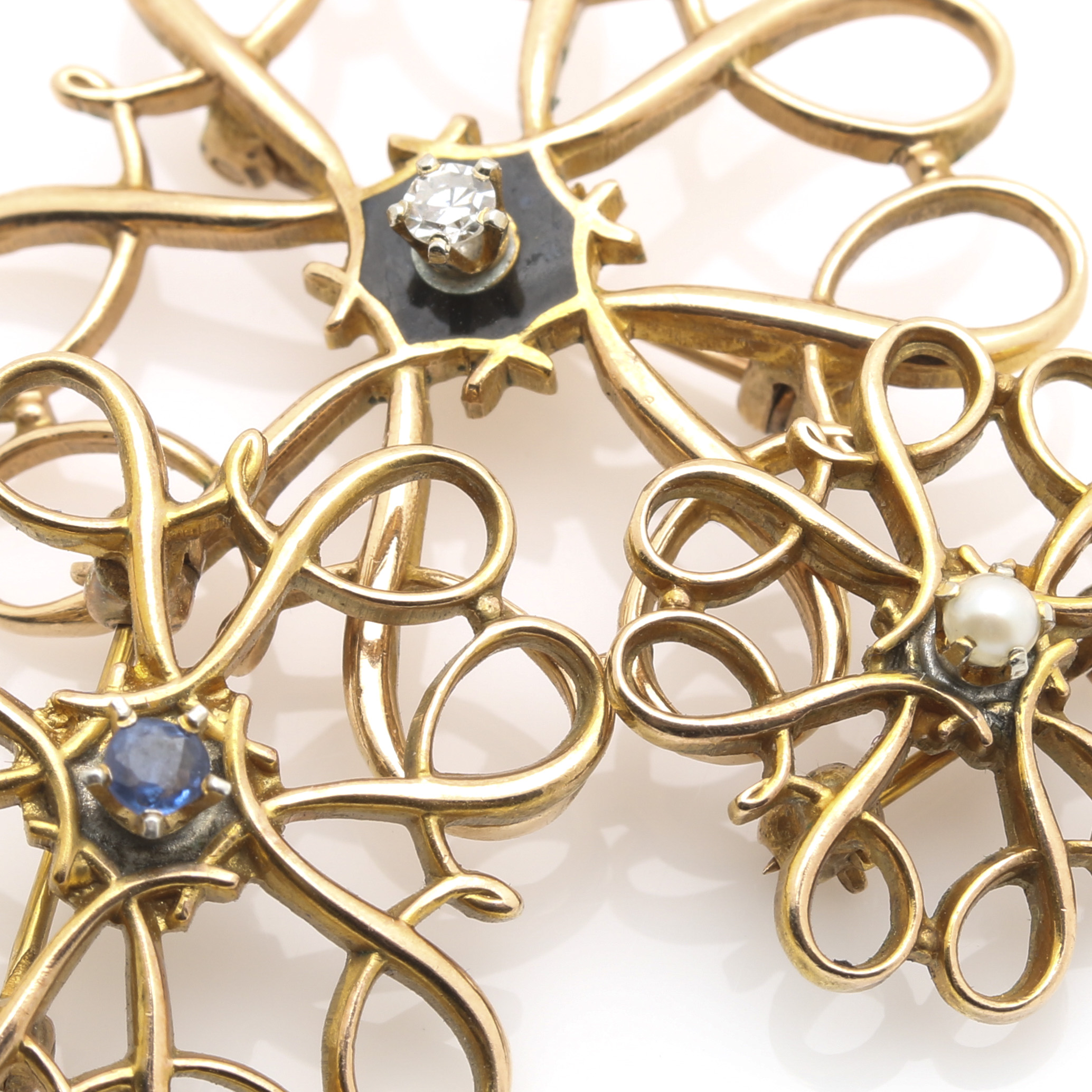 10K Yellow Gold Gemstone Brooches