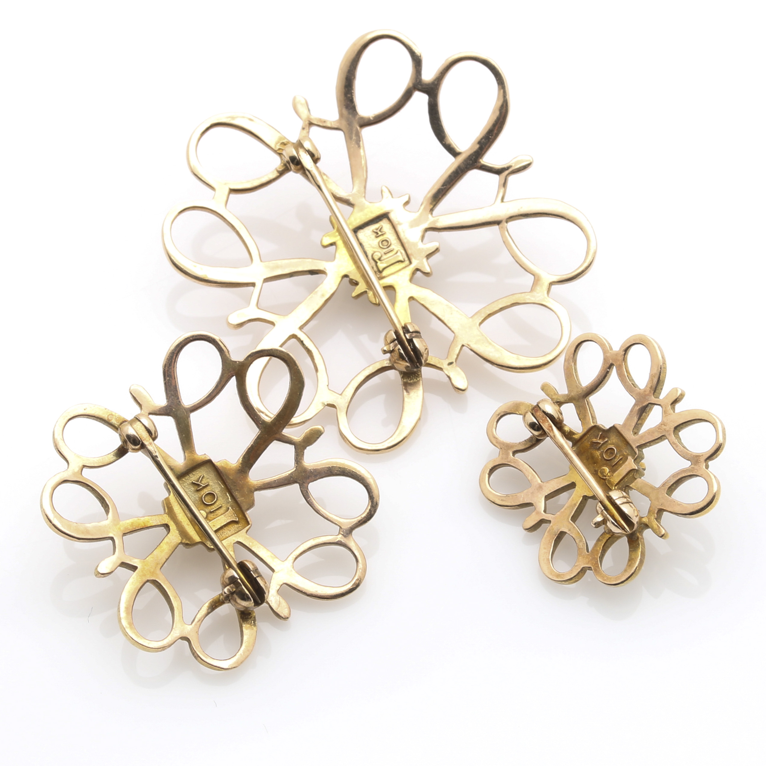 10K Yellow Gold Gemstone Brooches