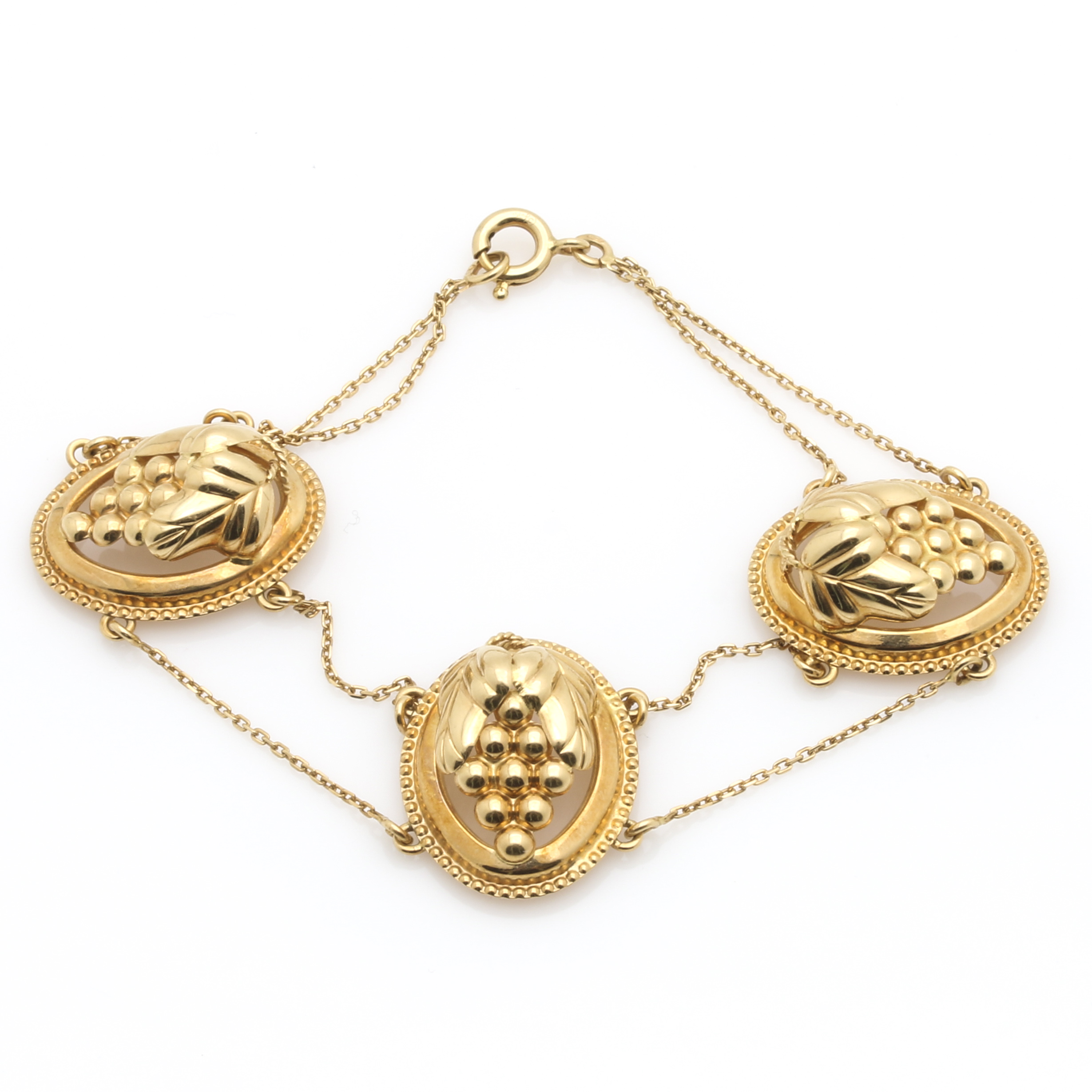 18K Yellow Gold Grape Bracelet