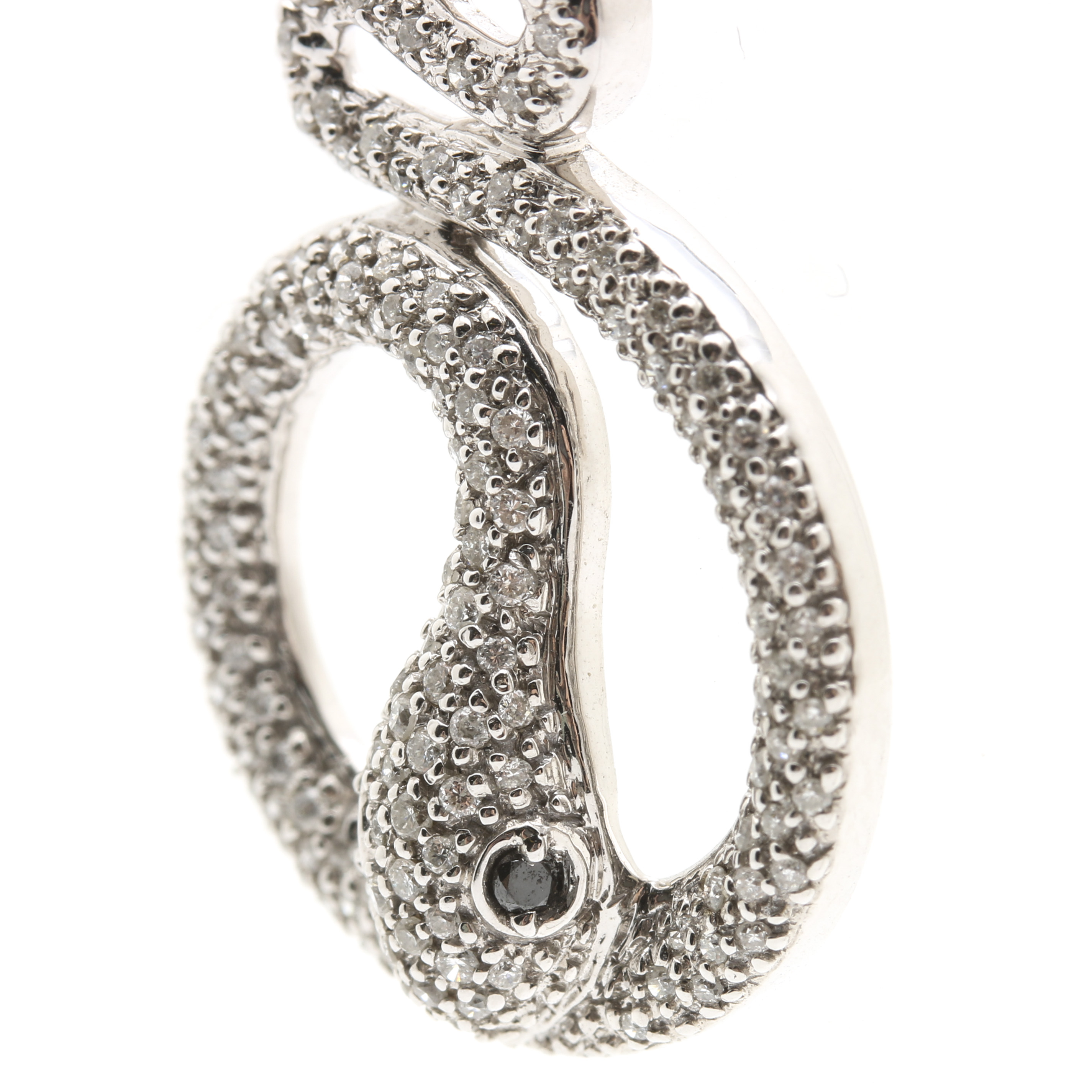 14K White Gold Diamond Serpent Pendant Necklace