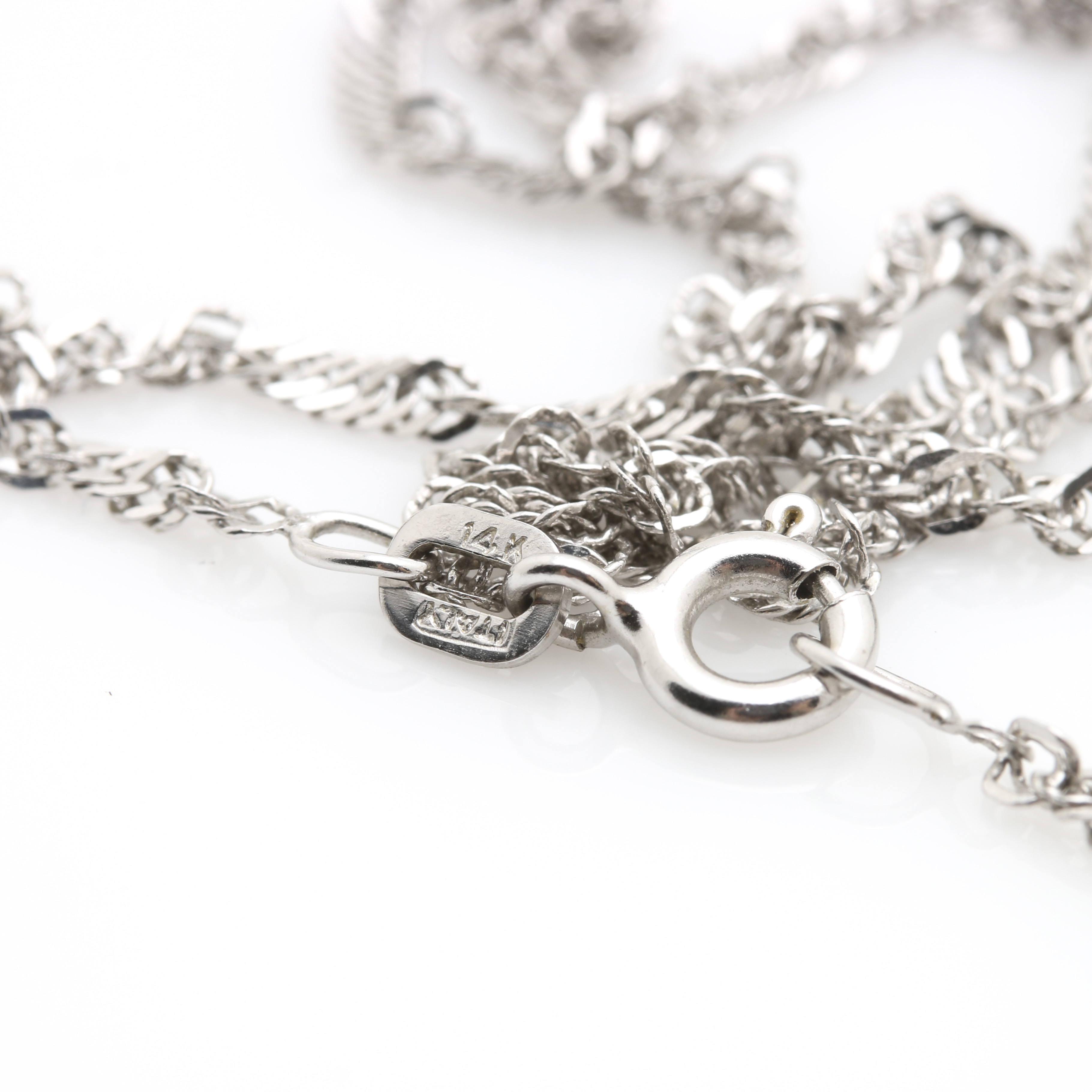 14K White Gold Diamond Serpent Pendant Necklace