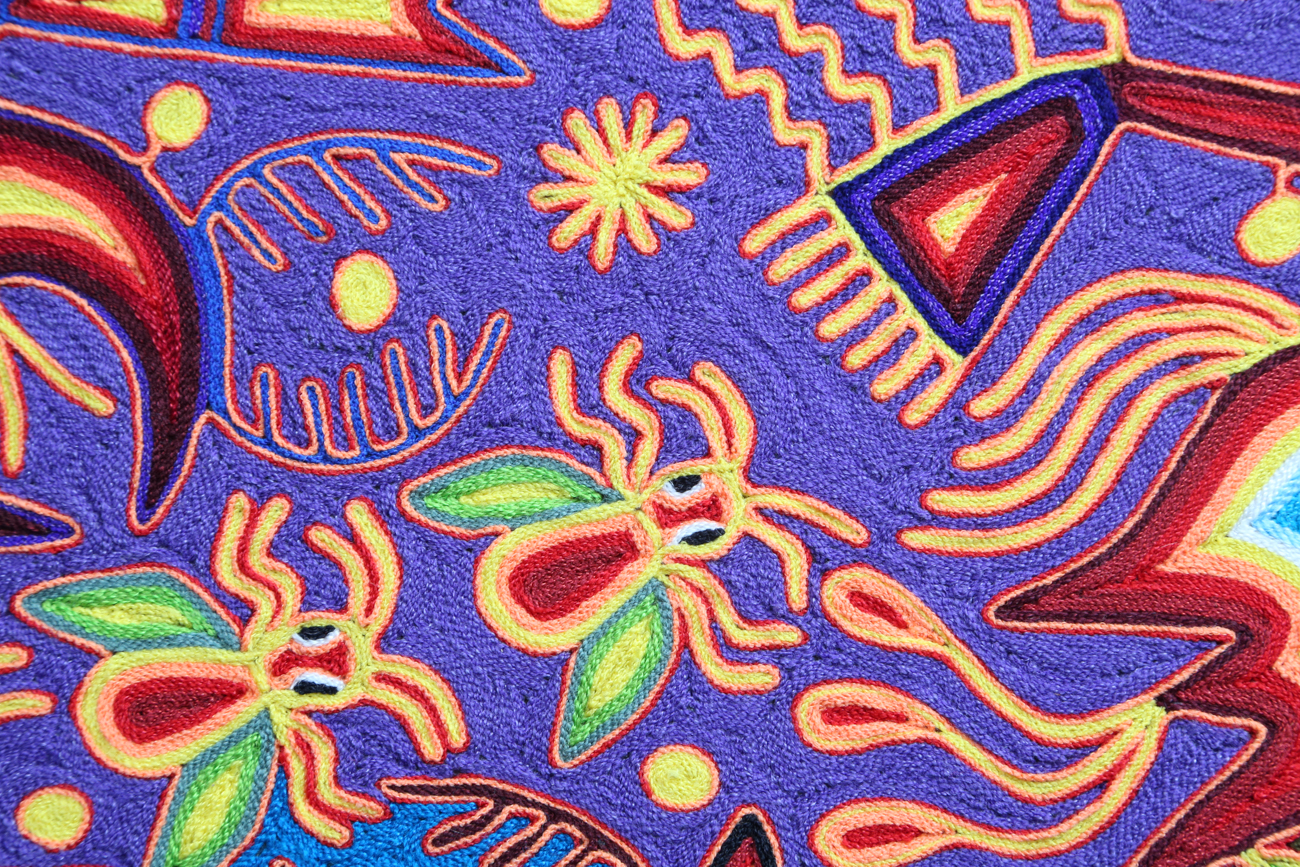 Jose Benitez Sanchez Mexican Huichol Folk Art Yarn Painting "The Rainbow"