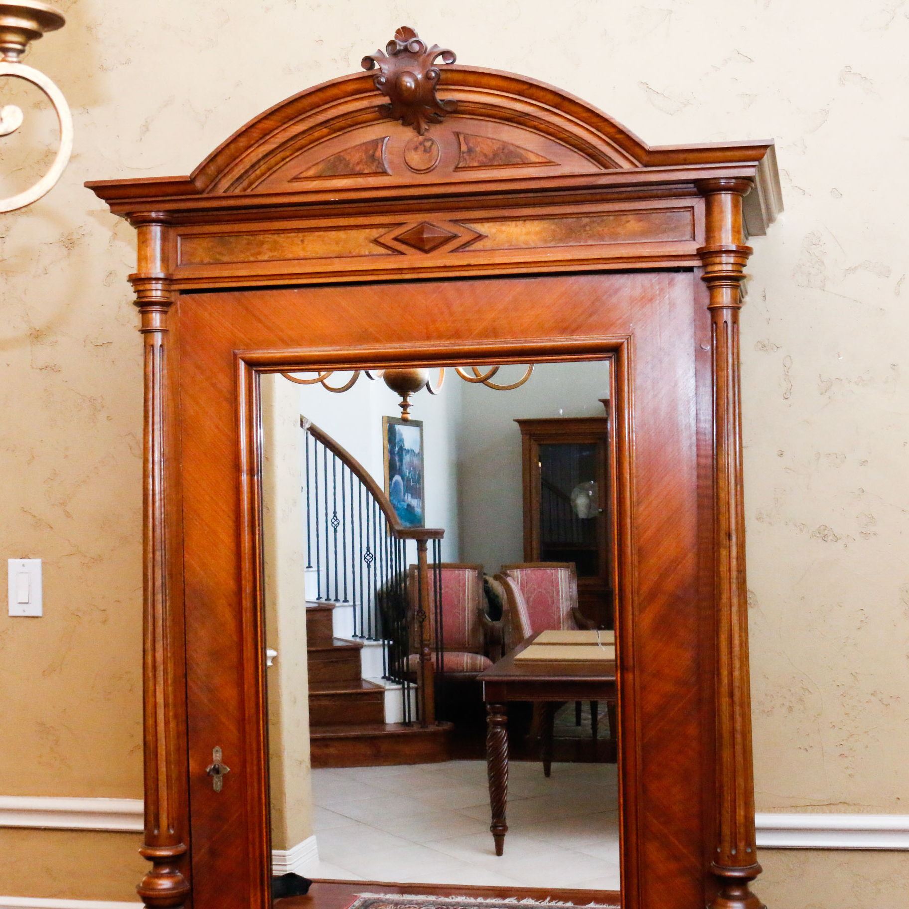 Antique German Mirrored Wardrobe