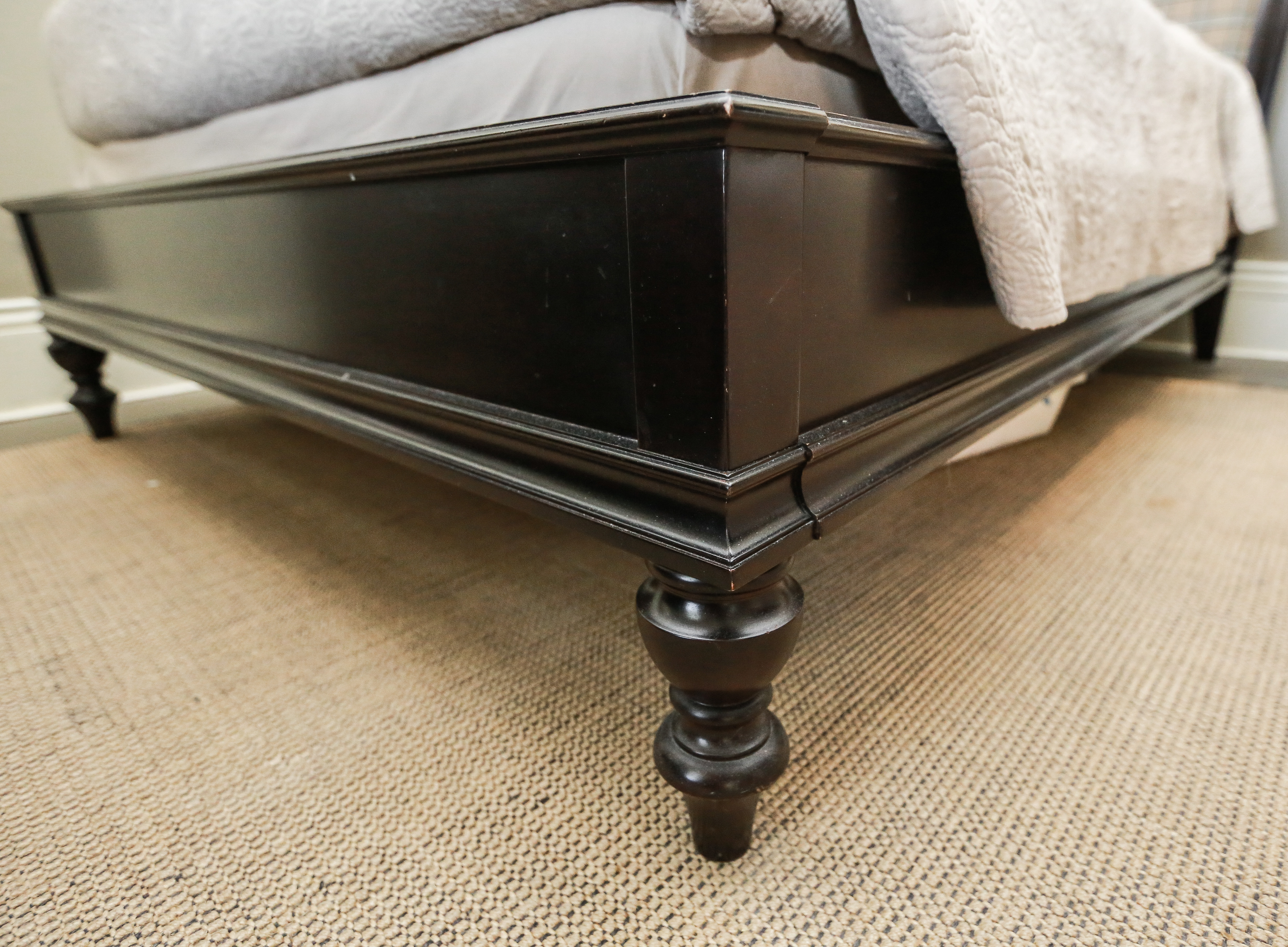 Queen Size Plaid Upholstered Headboard and Frame