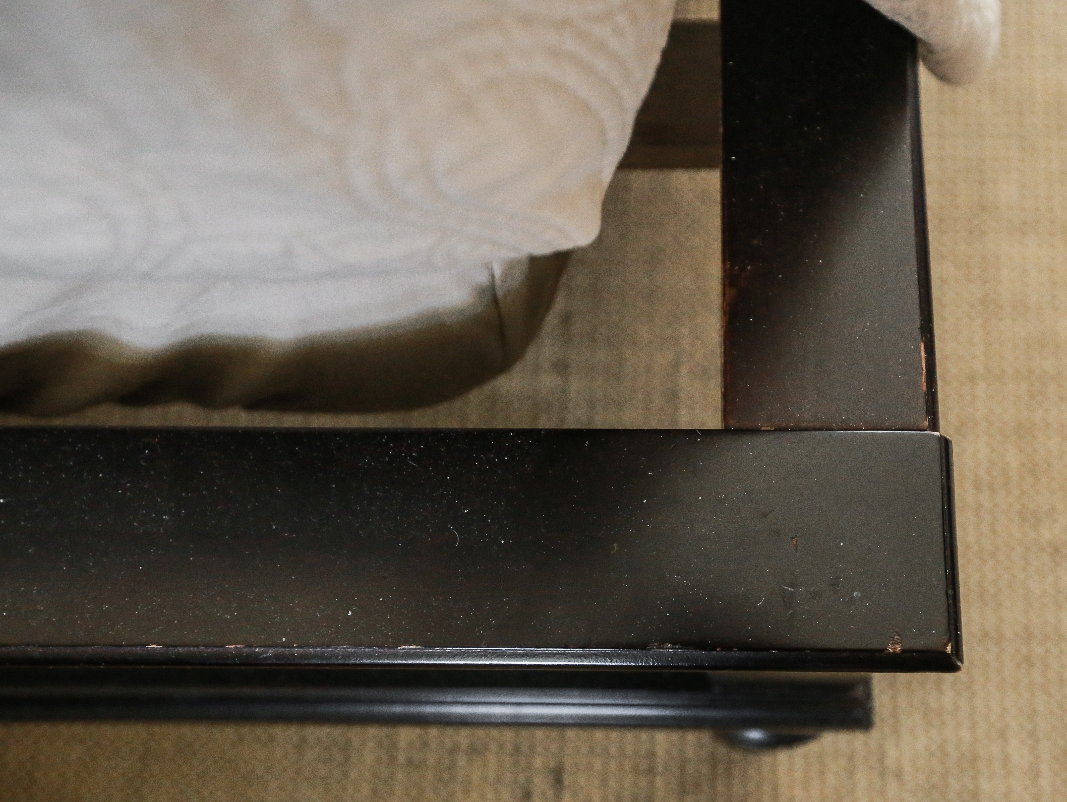 Queen Size Plaid Upholstered Headboard and Frame