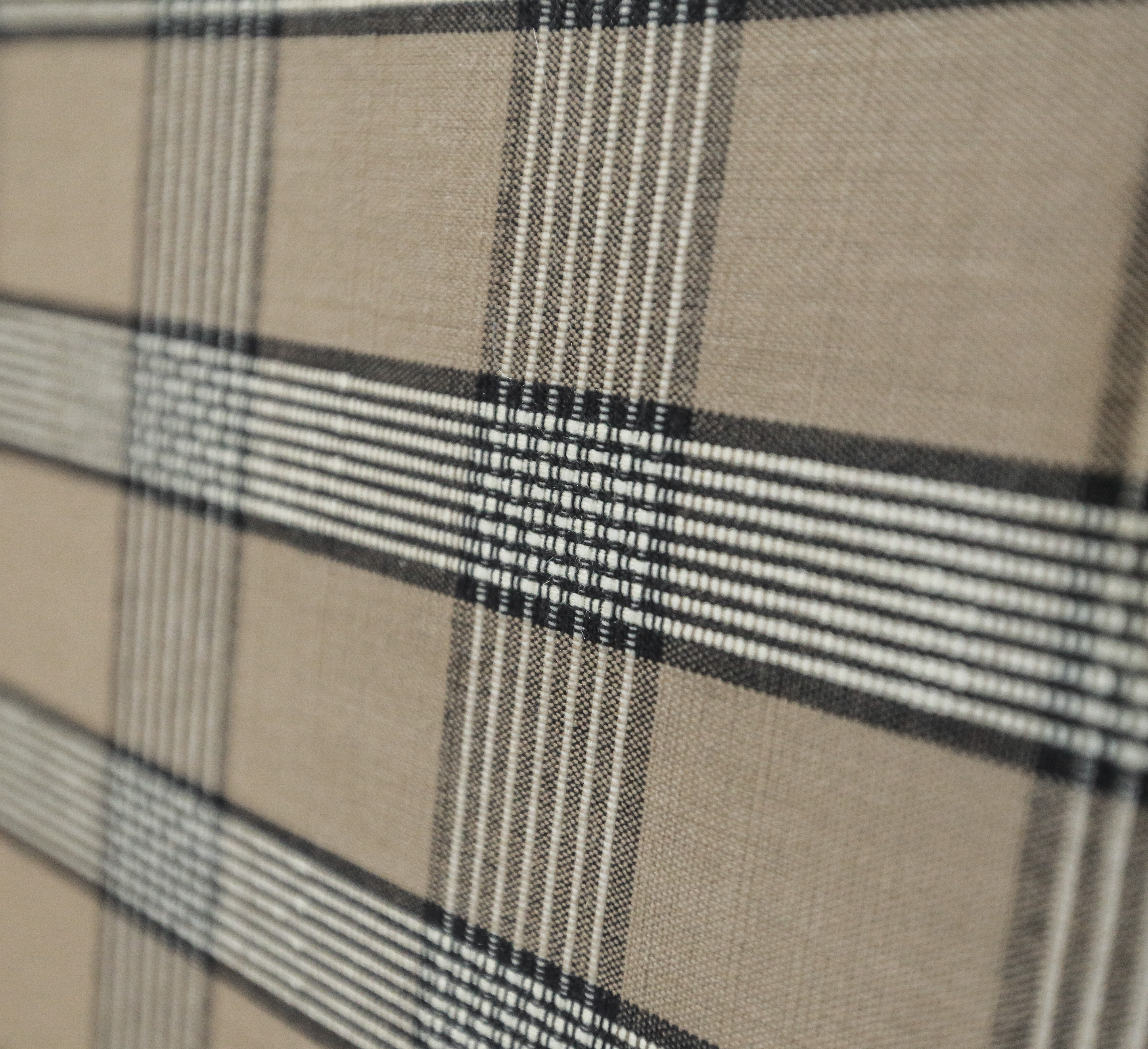 Queen Size Plaid Upholstered Headboard and Frame