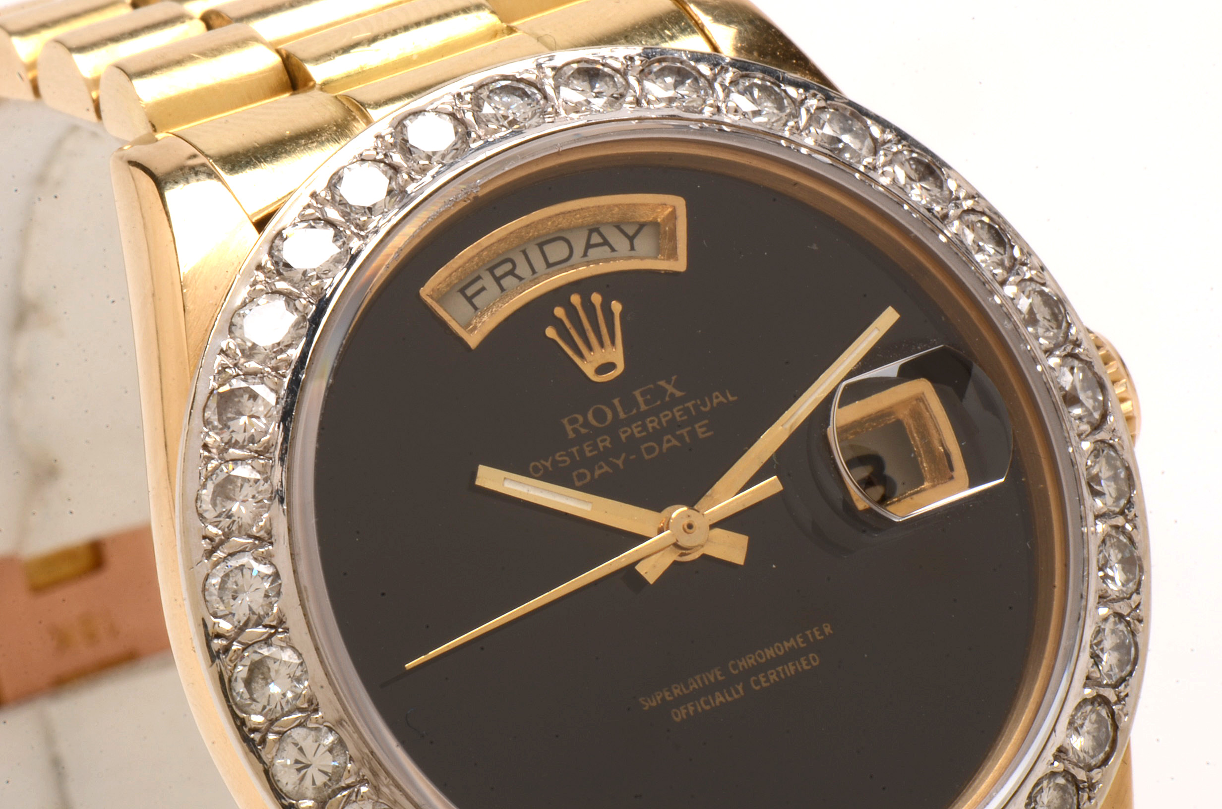 Rolex 18K Yellow Gold 2.56 CTW Diamond Bezel Day-Date Watch