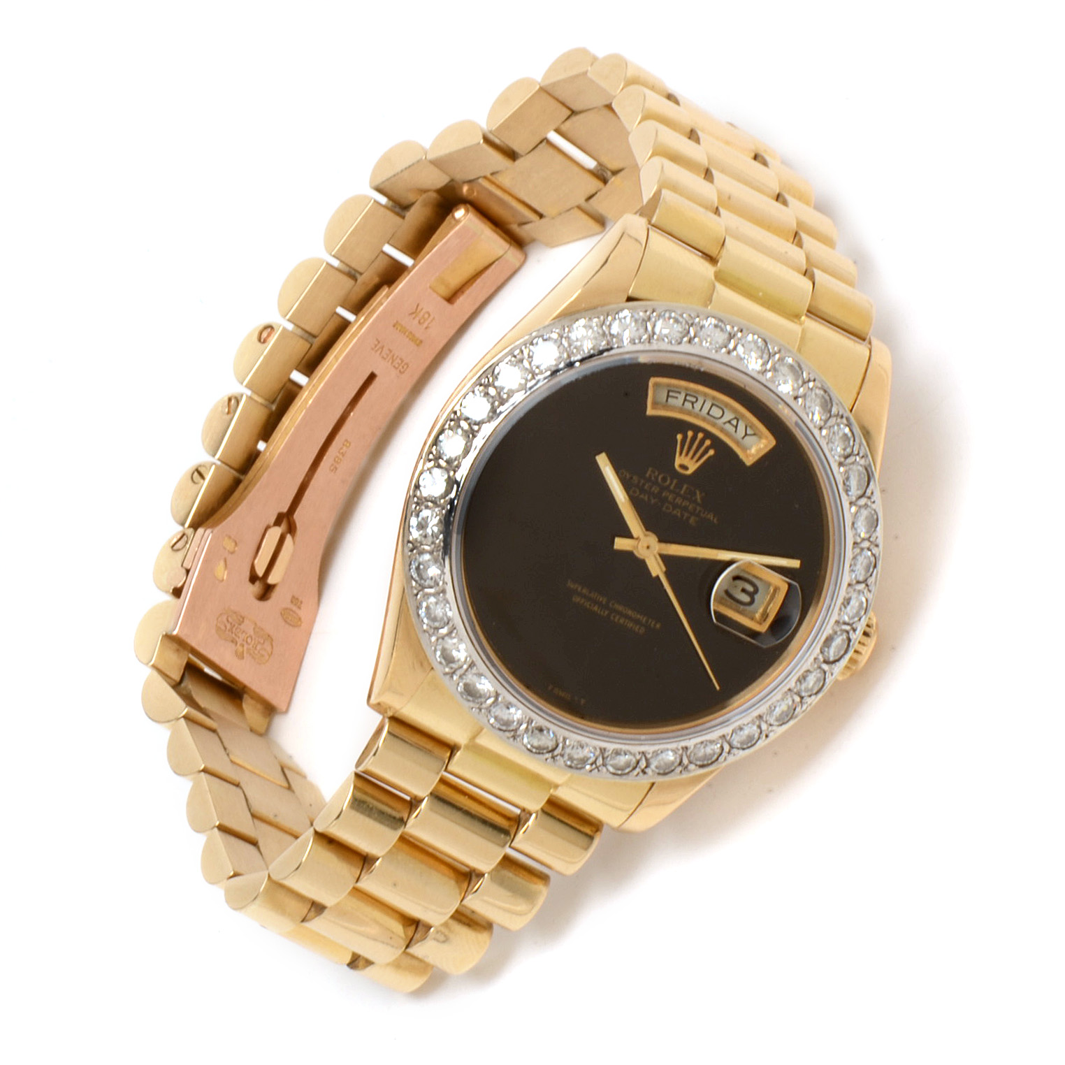 Rolex 18K Yellow Gold 2.56 CTW Diamond Bezel Day-Date Watch