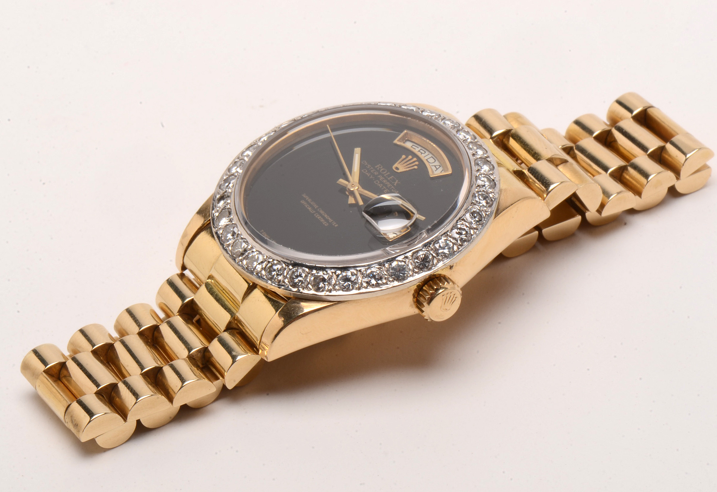 Rolex 18K Yellow Gold 2.56 CTW Diamond Bezel Day-Date Watch