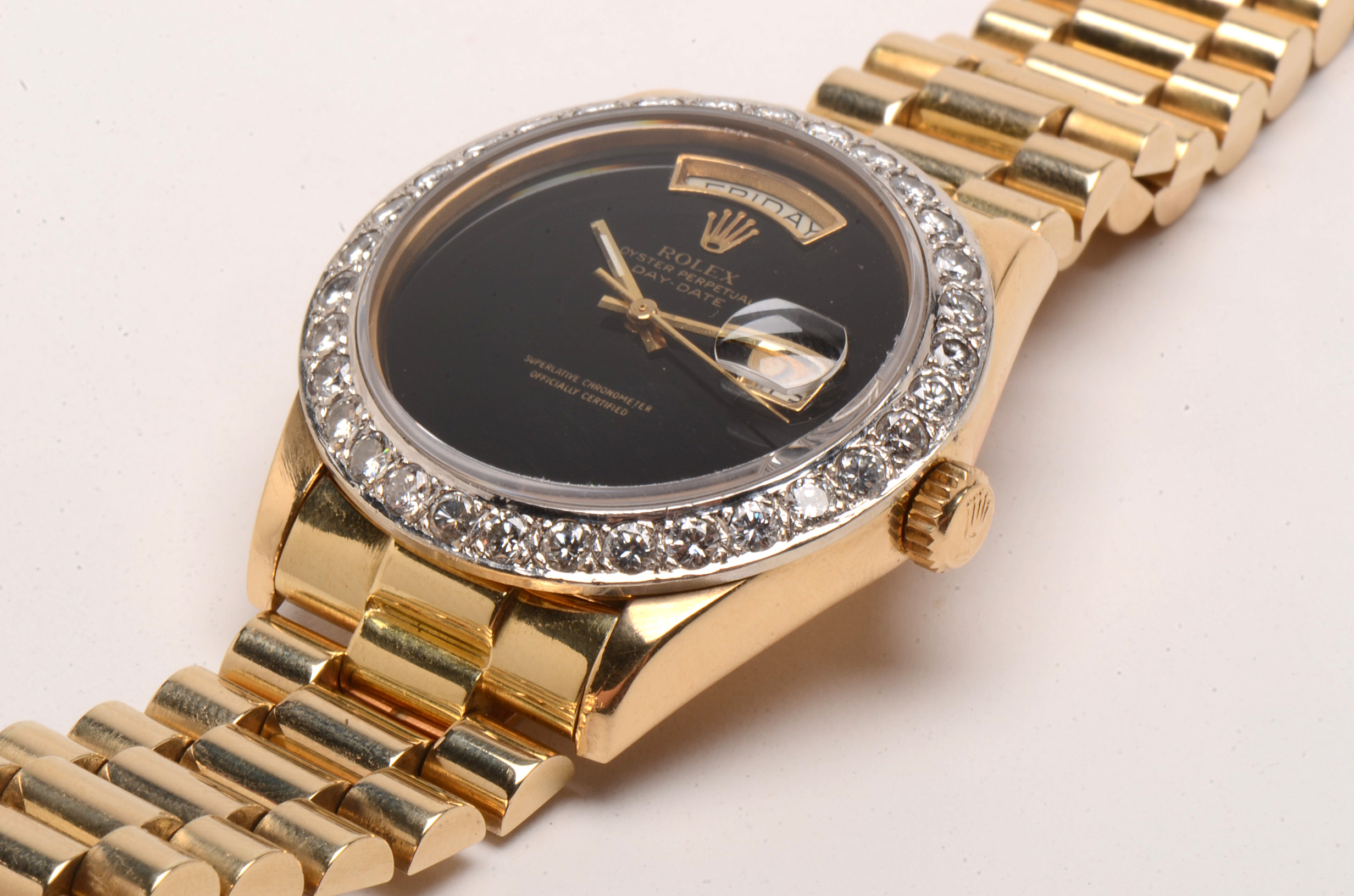 Rolex 18K Yellow Gold 2.56 CTW Diamond Bezel Day-Date Watch