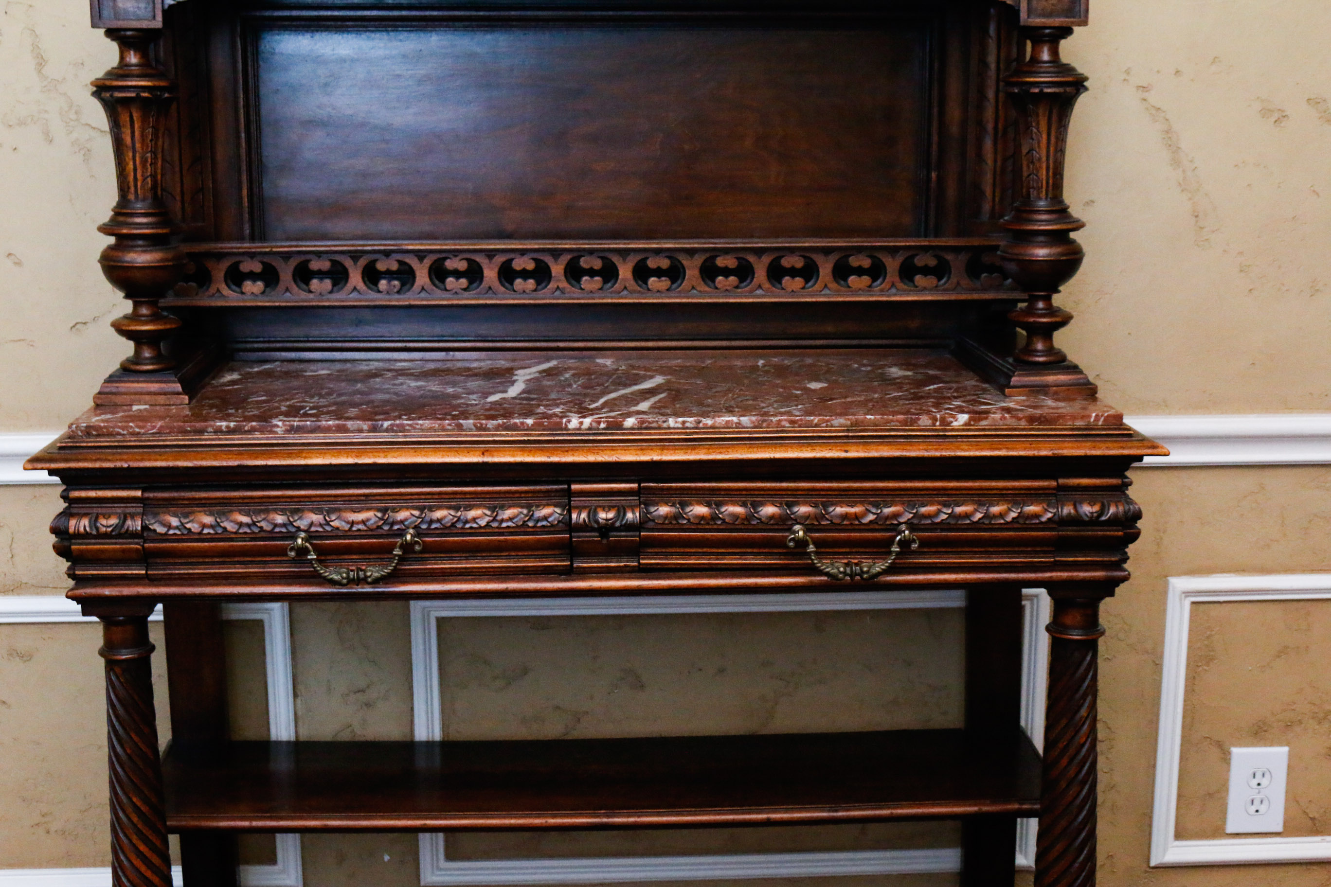 Antique Renaissance Revival Style Marble Top Server