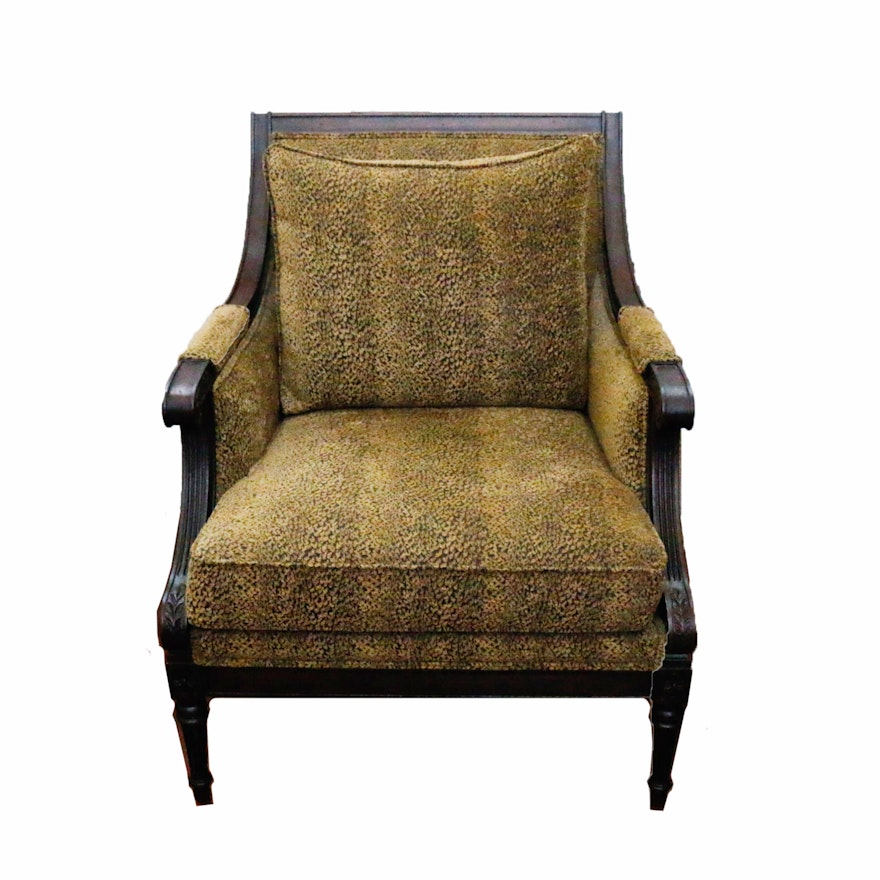 Wooden And Upholstered Arm Chair