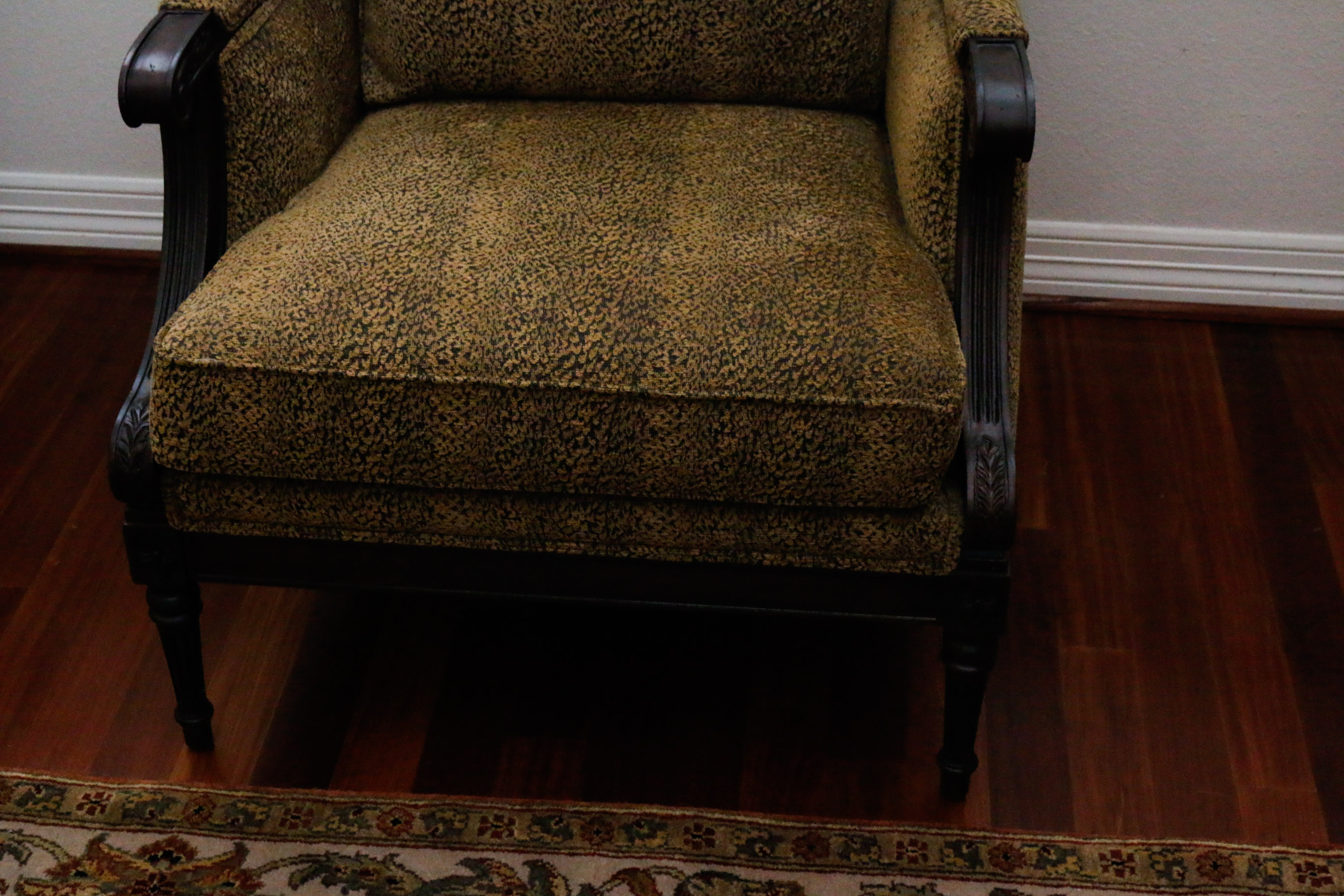 Wooden And Upholstered Arm Chair