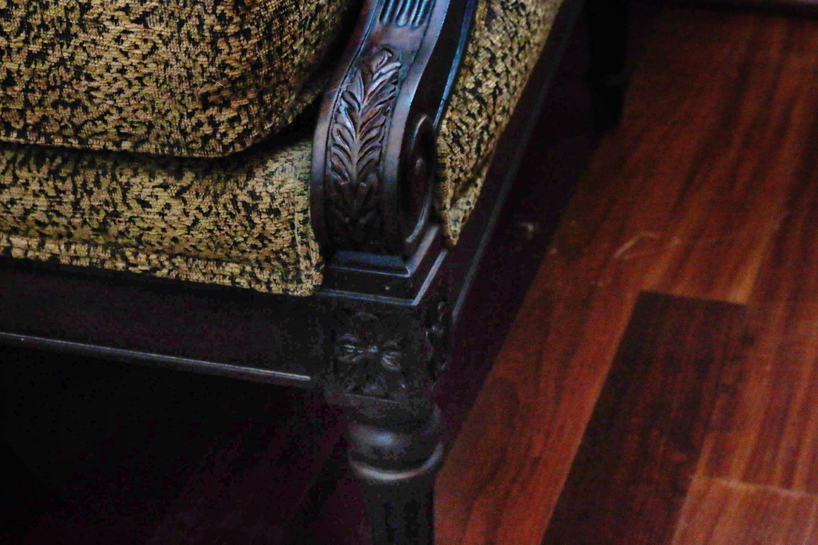 Wooden And Upholstered Arm Chair