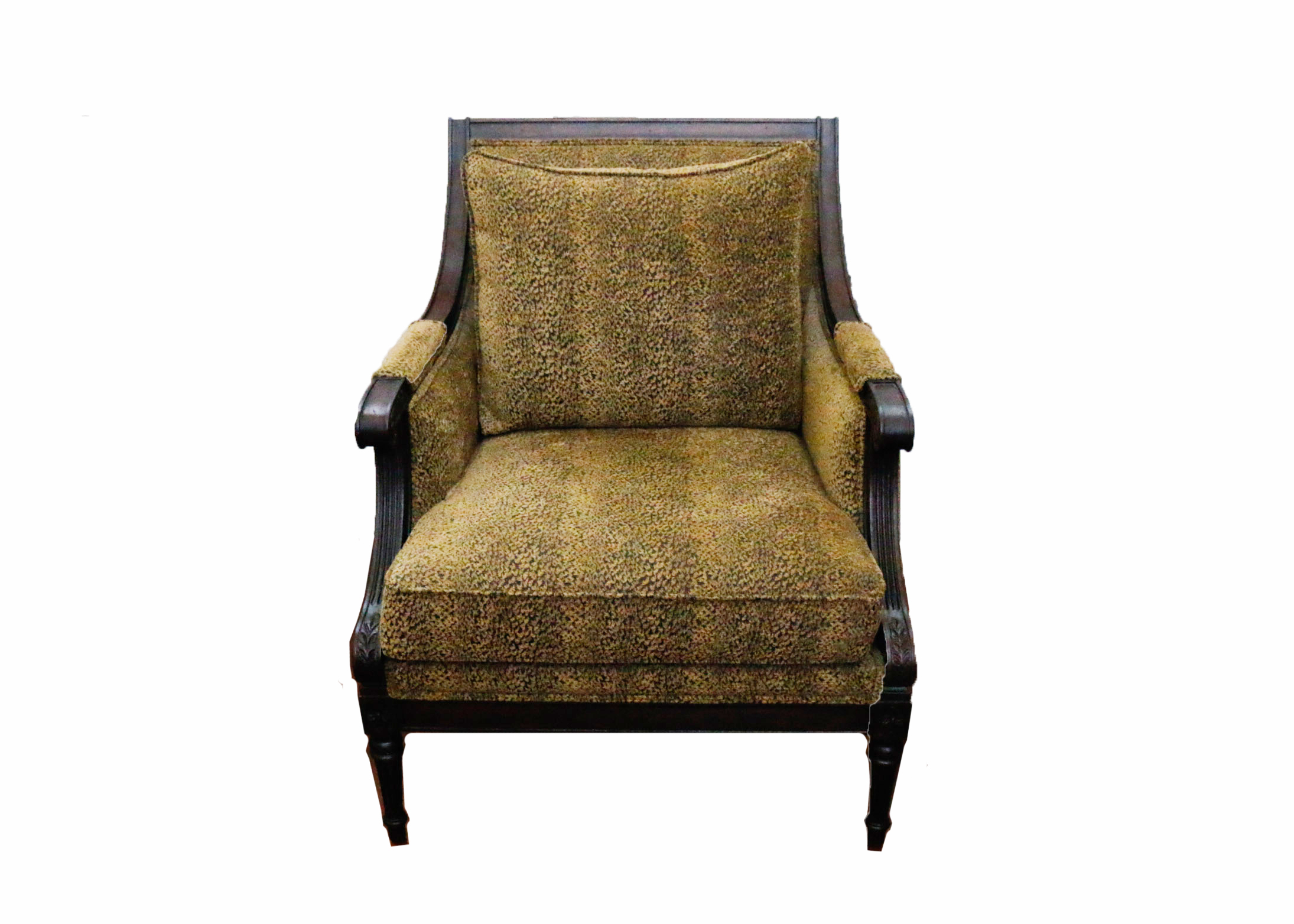 Wooden And Upholstered Arm Chair