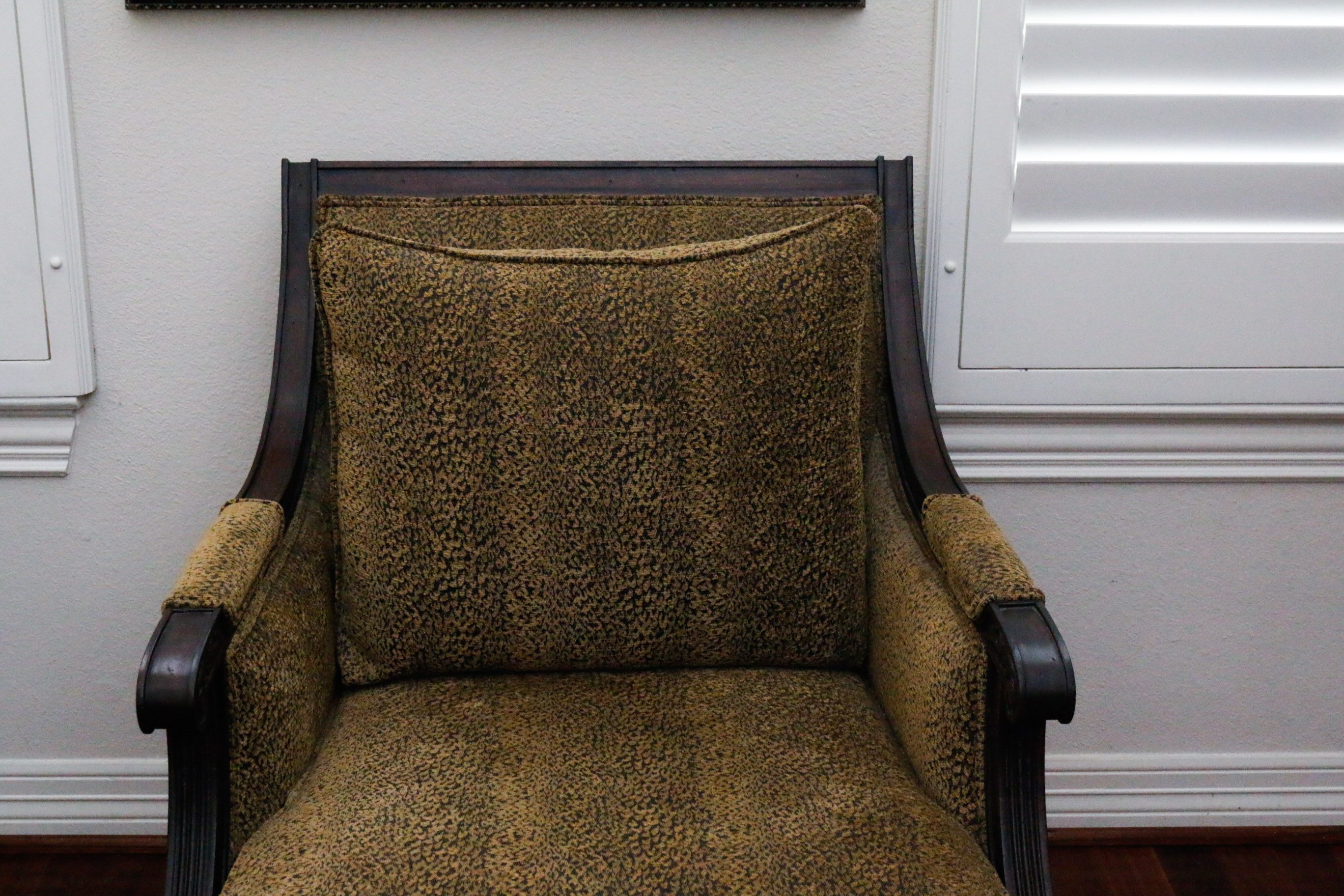 Wooden And Upholstered Arm Chair