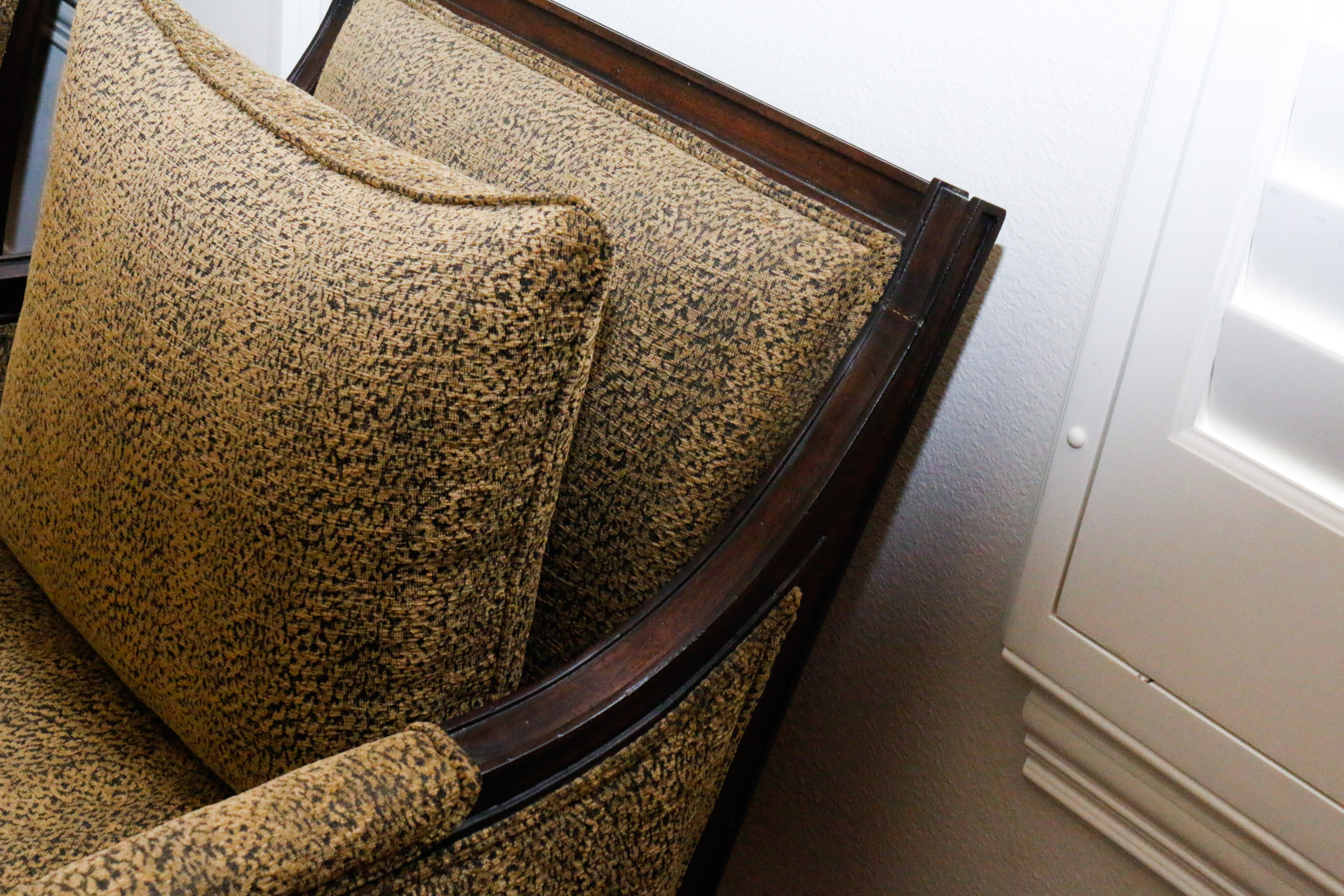 Wooden And Upholstered Arm Chair