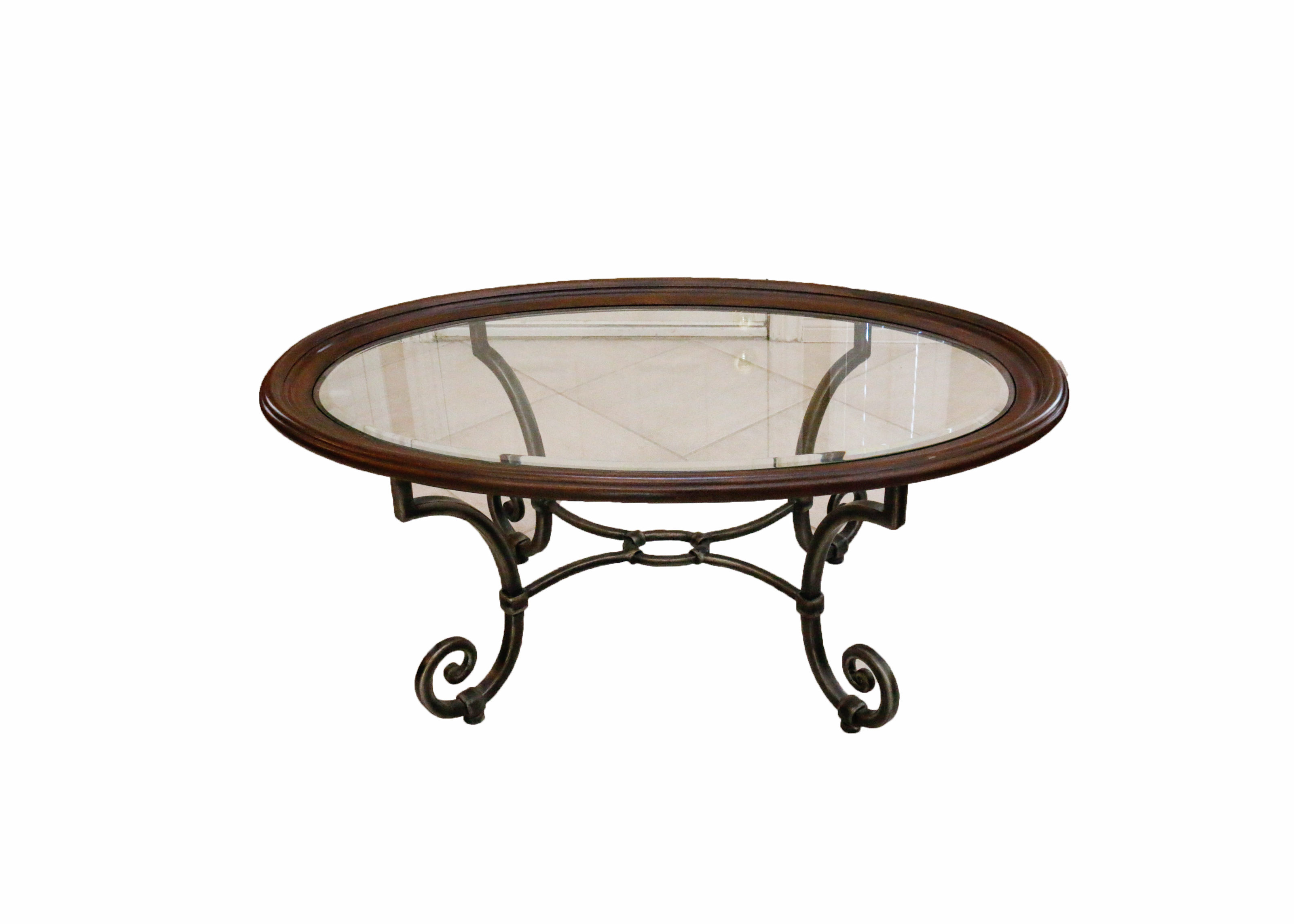 Glass Top Wooden Coffee Table