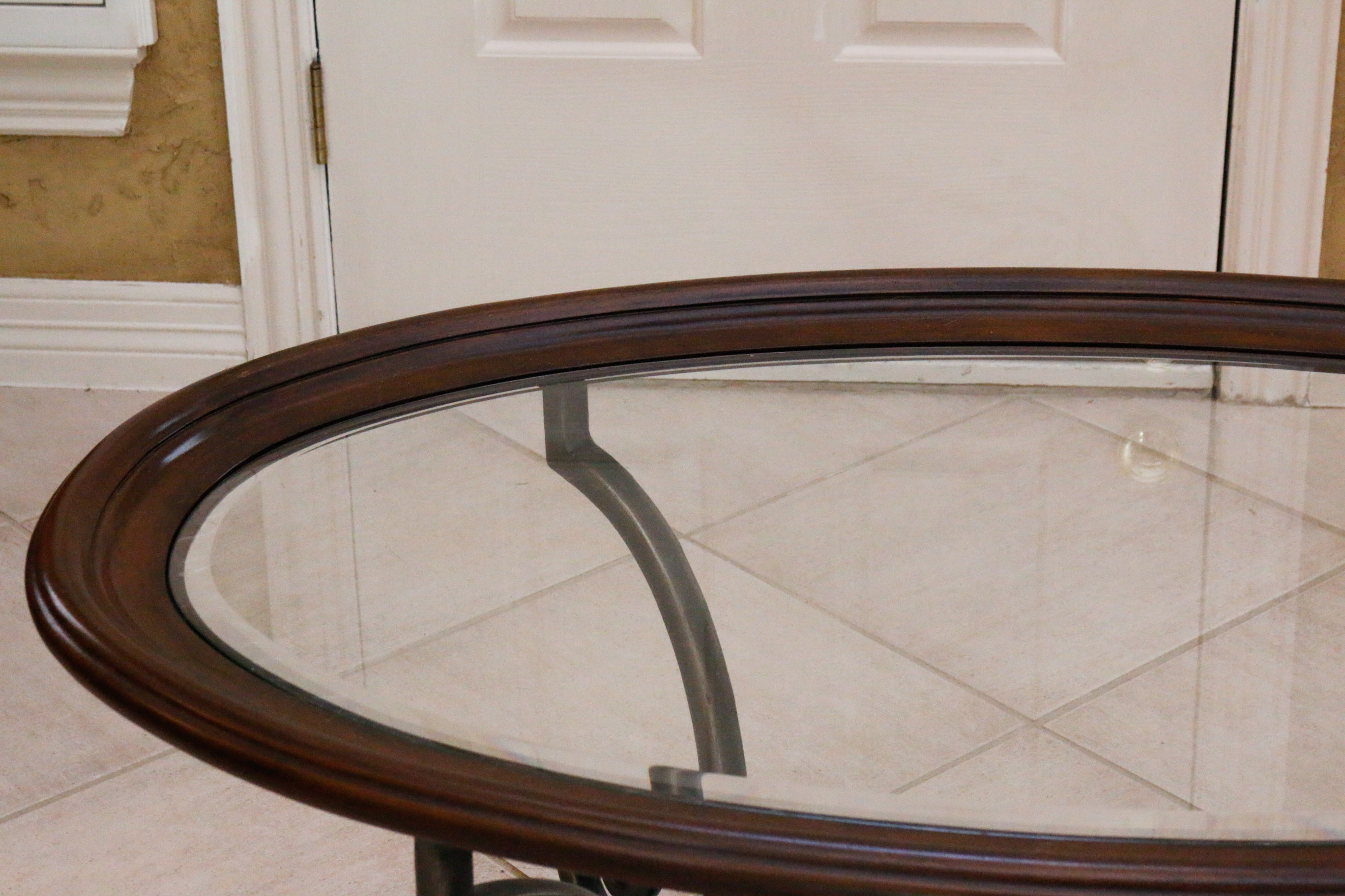 Glass Top Wooden Coffee Table