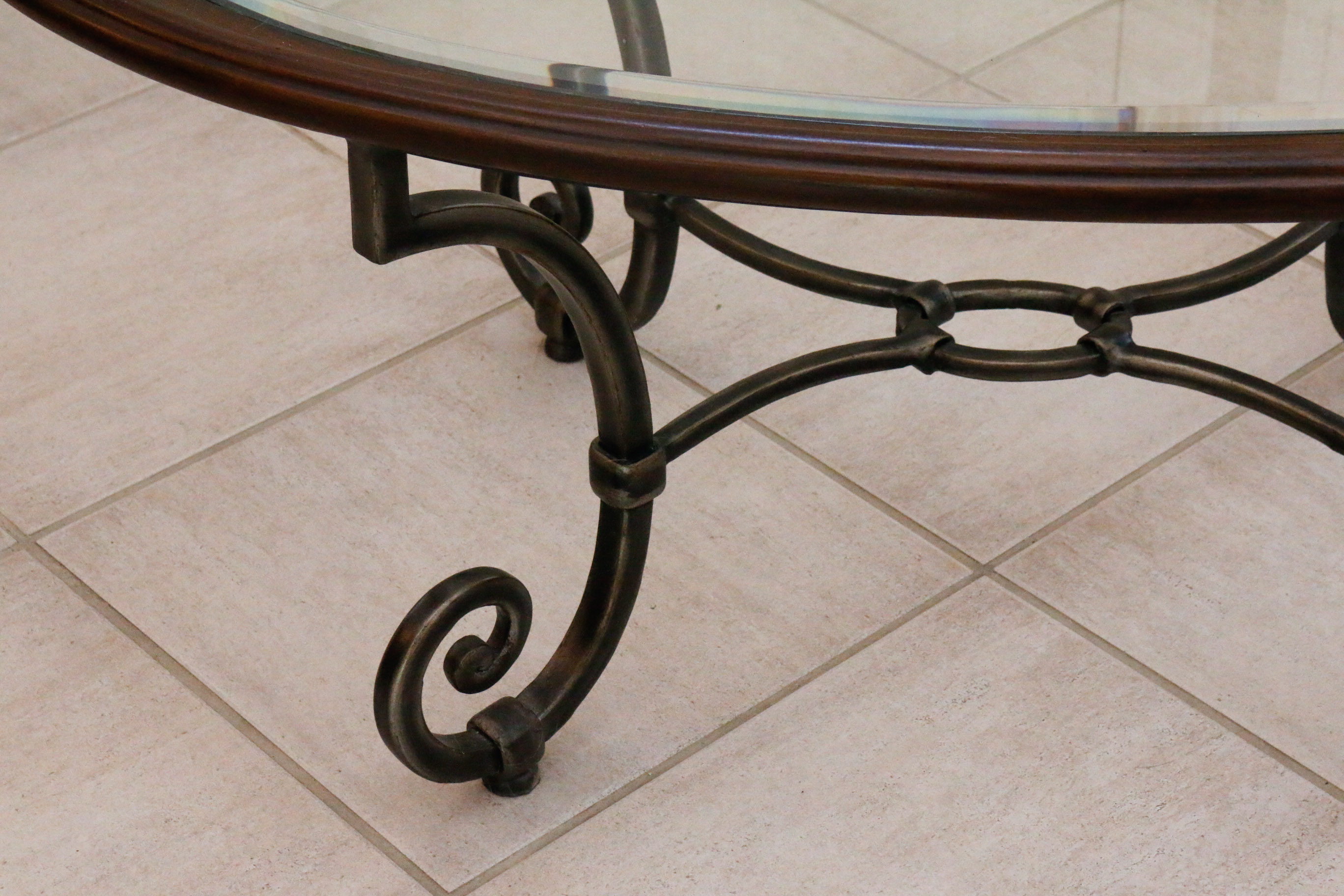 Glass Top Wooden Coffee Table