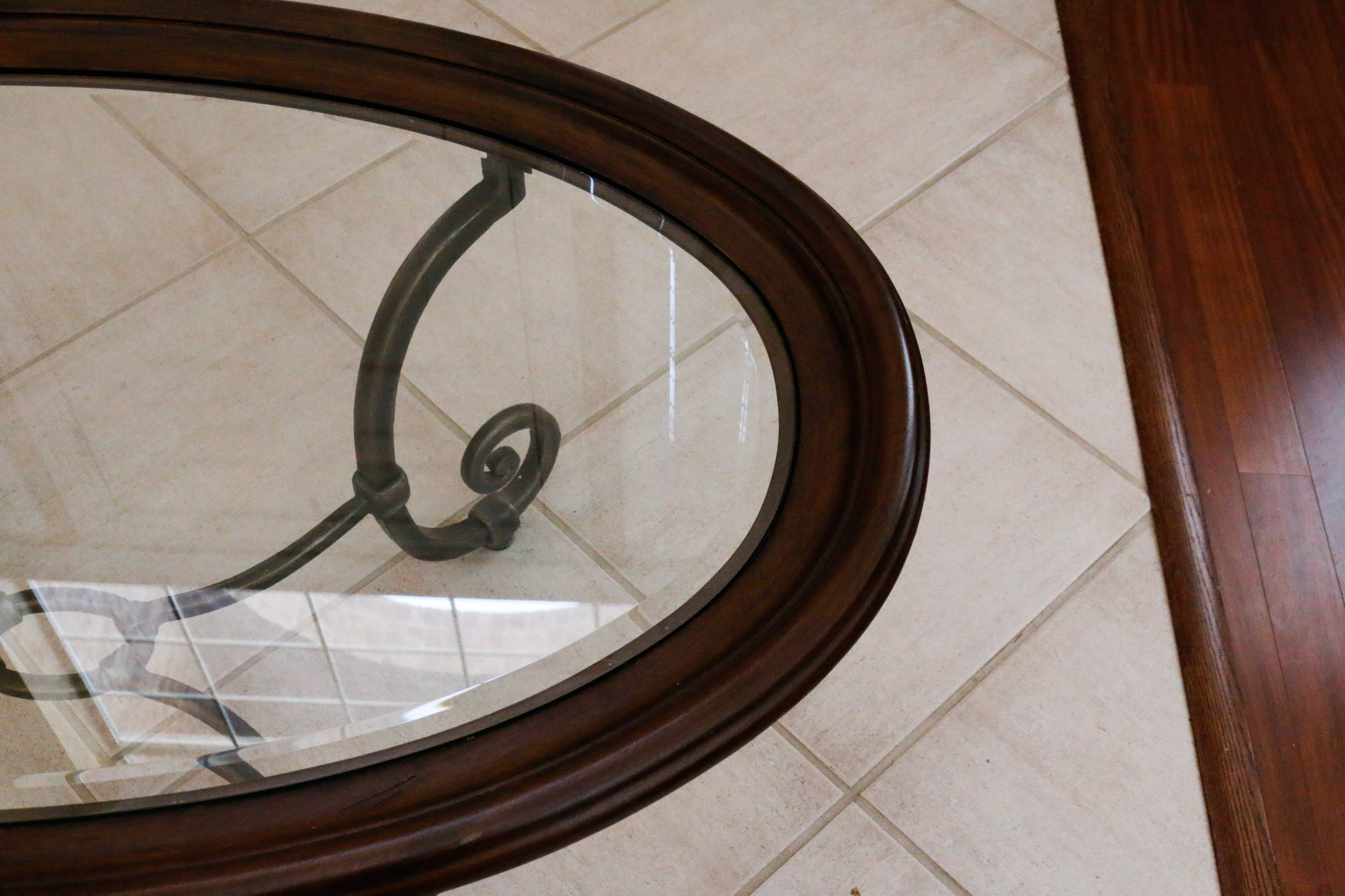 Glass Top Wooden Coffee Table