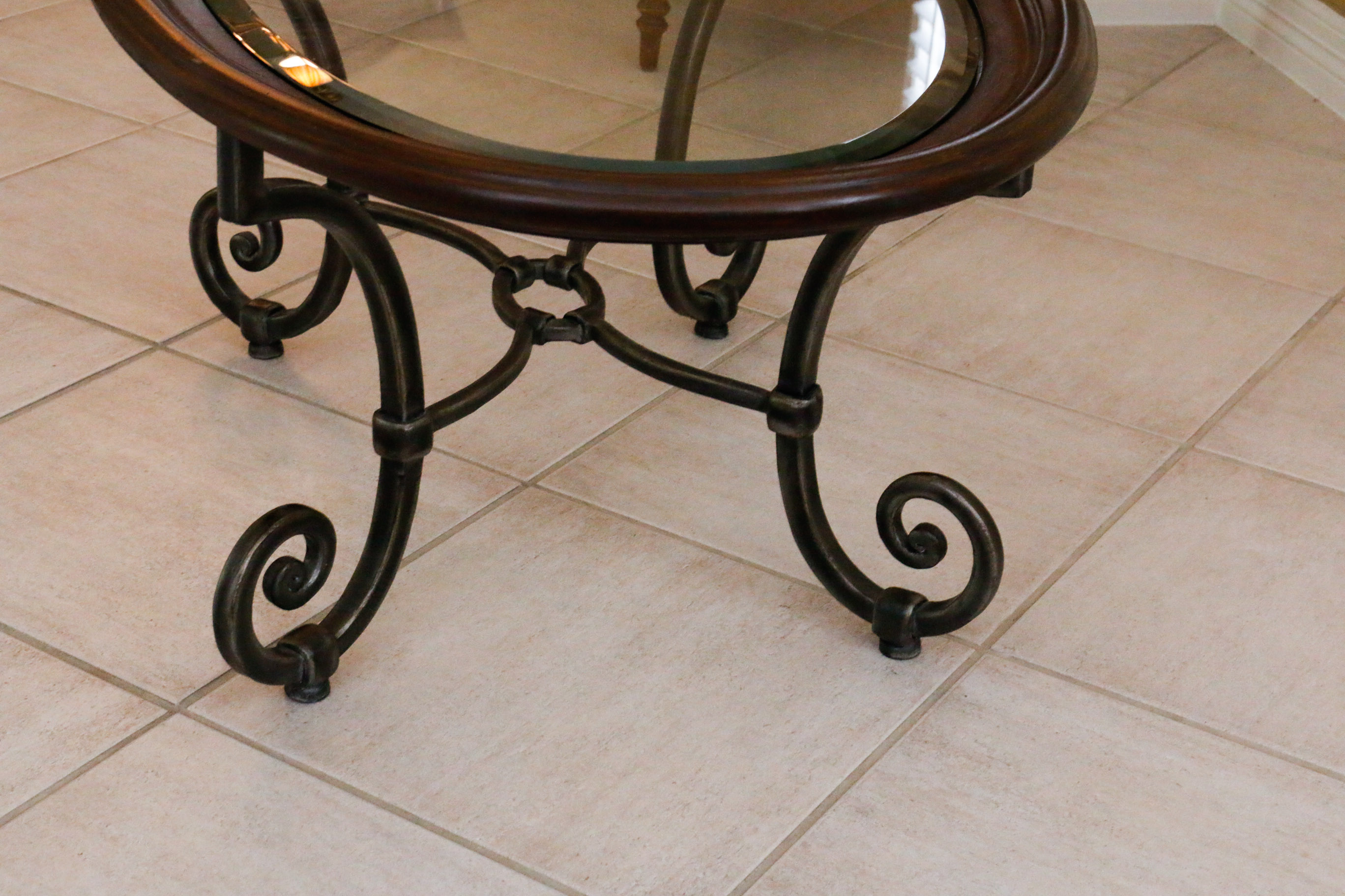 Glass Top Wooden Coffee Table