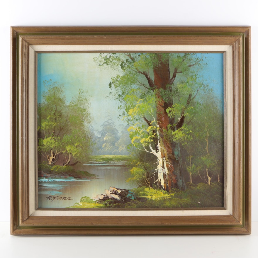 R. Farr Oil Painting on Canvas Woodland Canvas