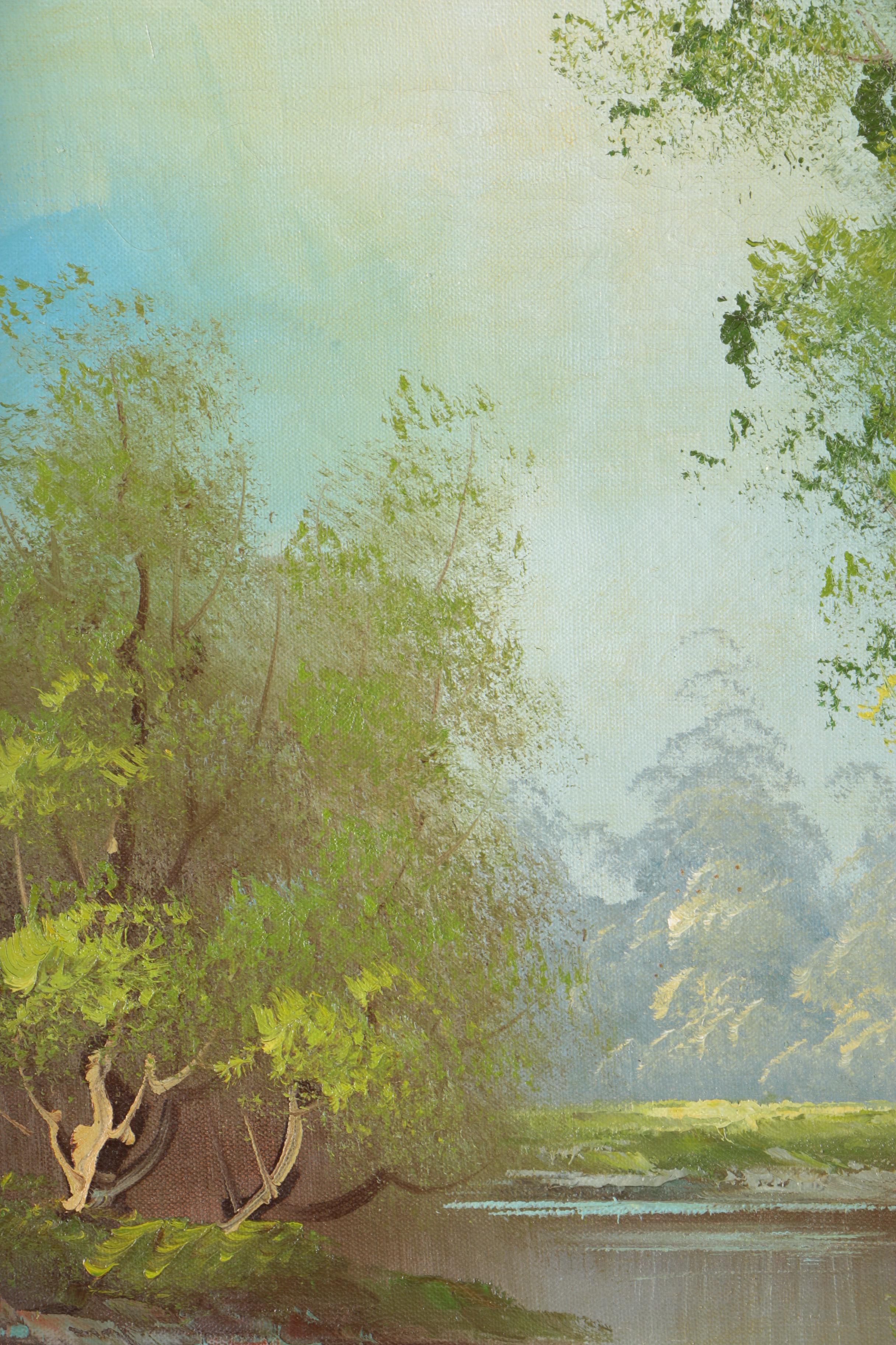 R. Farr Oil Painting on Canvas Woodland Canvas