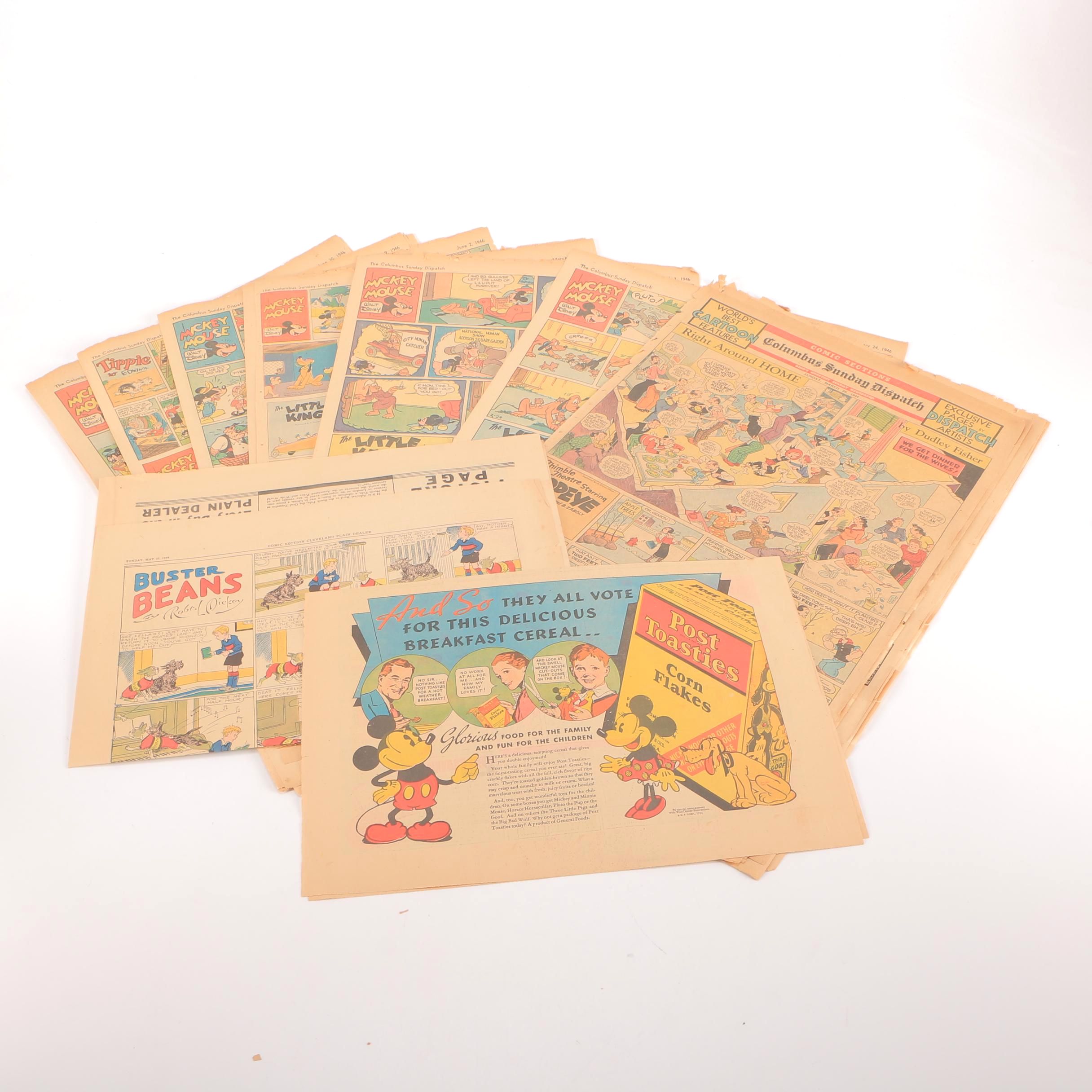 Vintage Comics Featuring Mickey Mouse