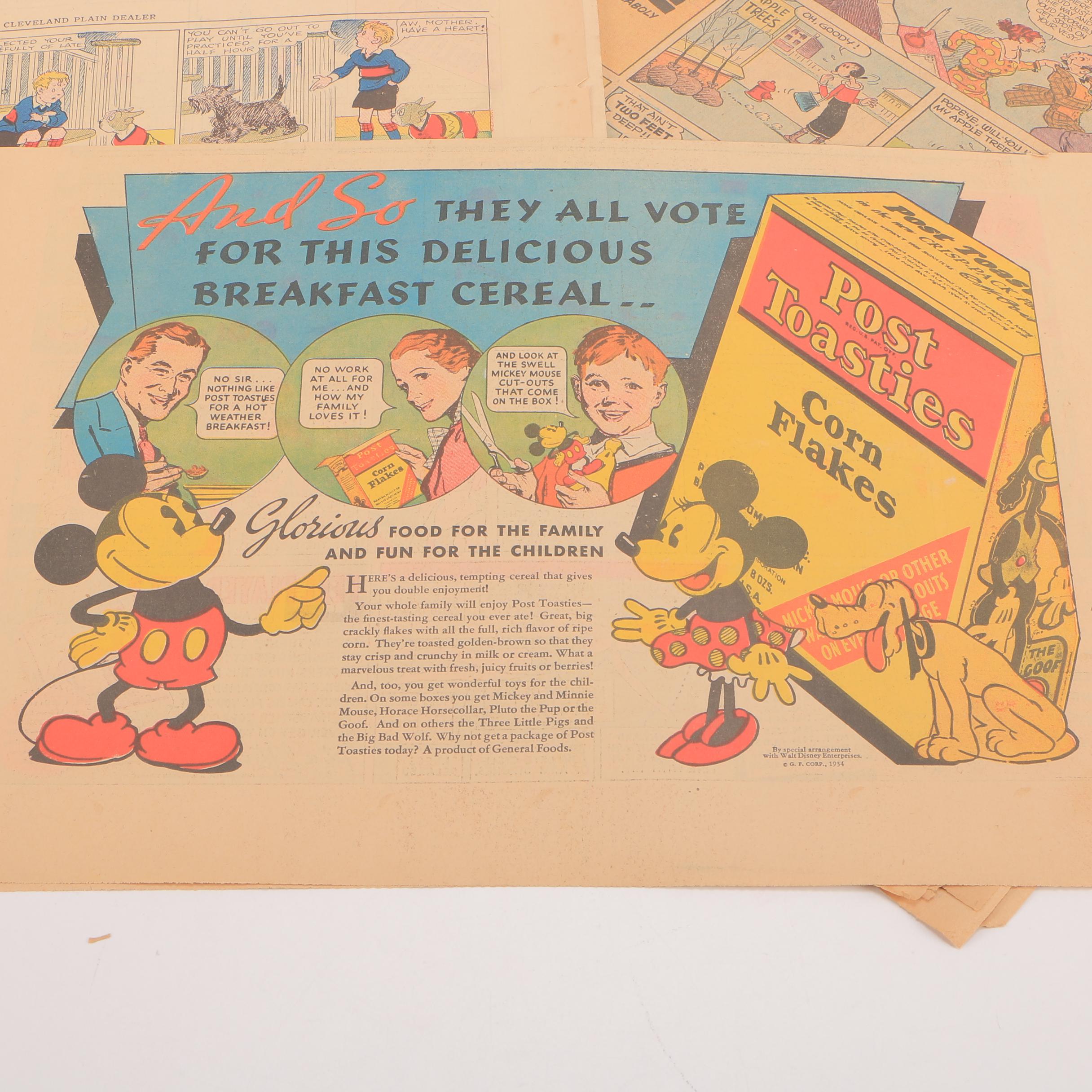 Vintage Comics Featuring Mickey Mouse