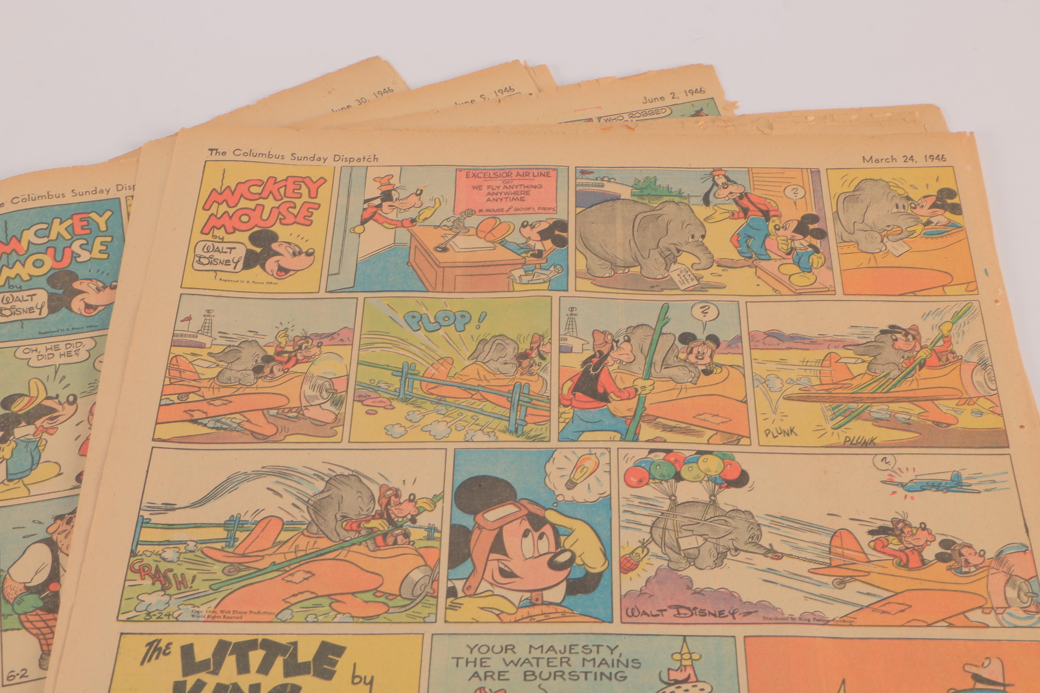 Vintage Comics Featuring Mickey Mouse