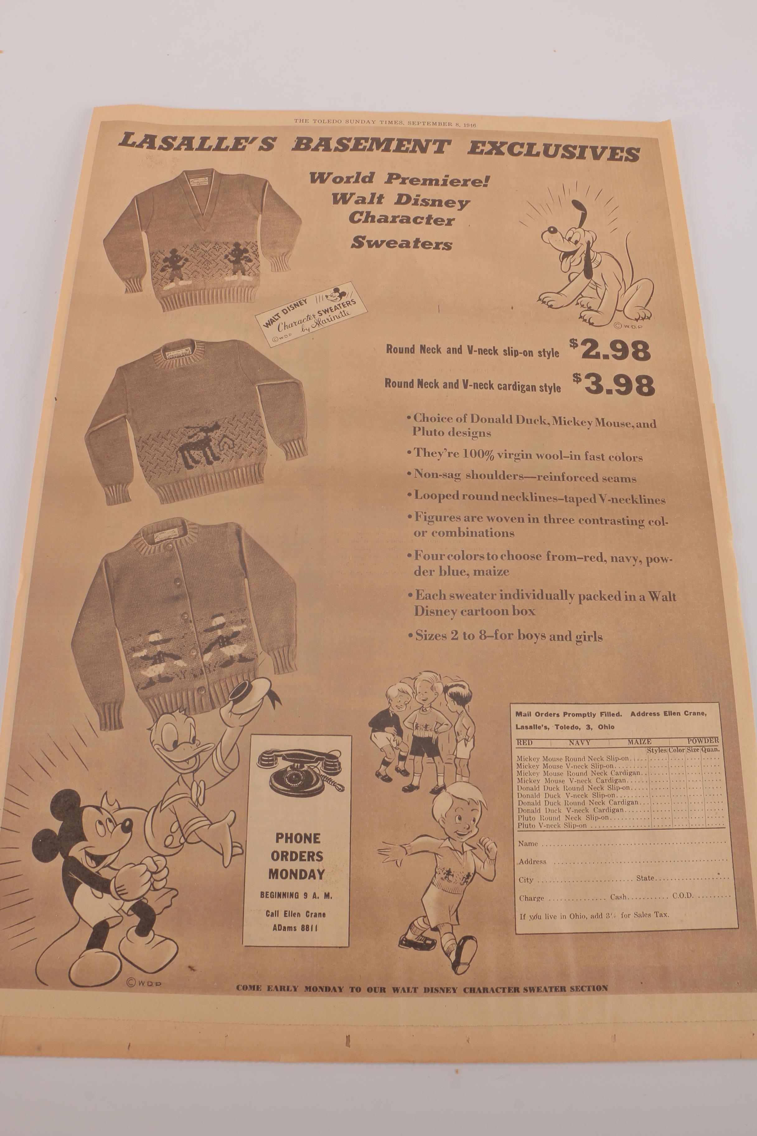 Vintage Comics Featuring Mickey Mouse