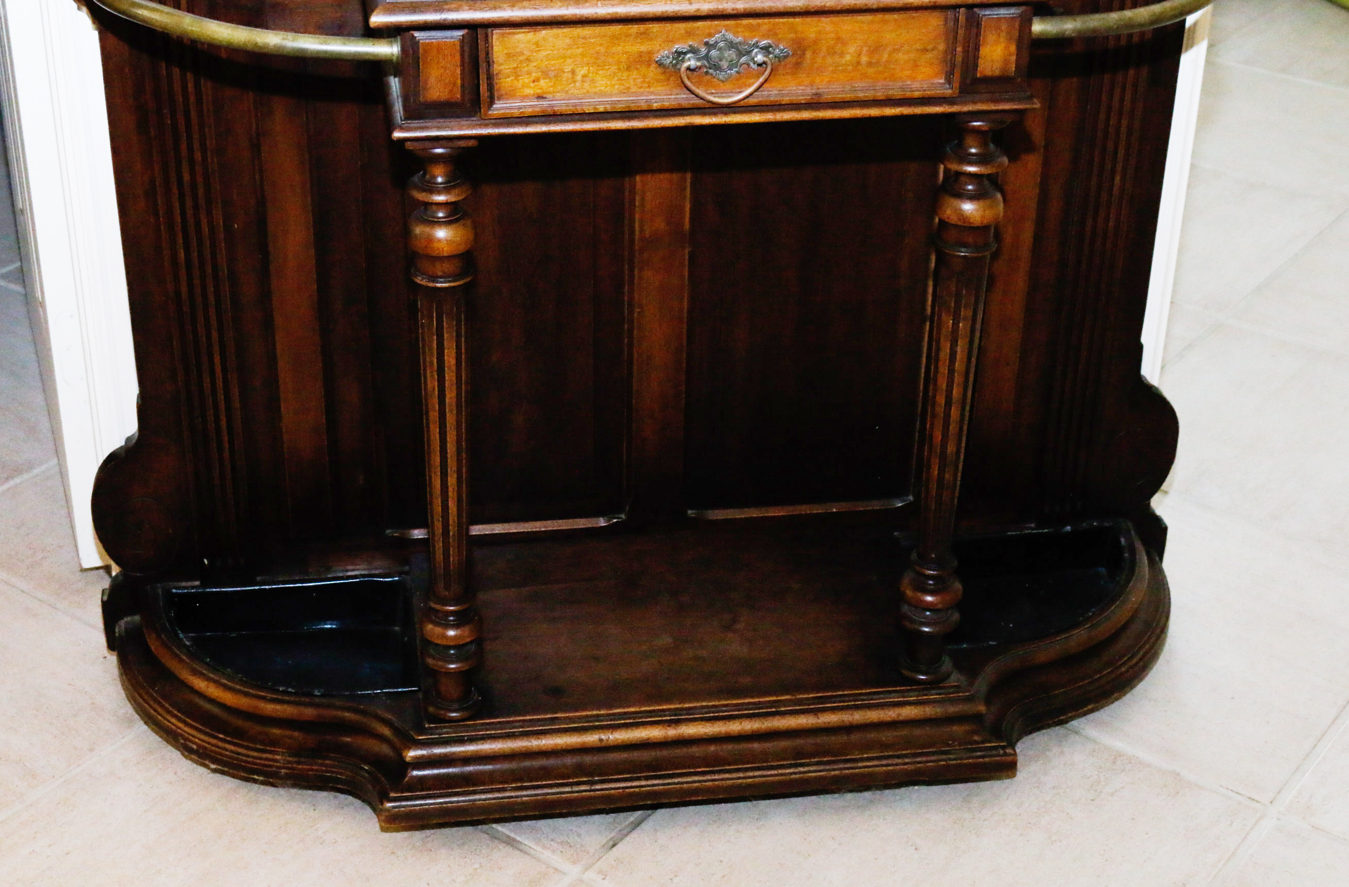 Antique French Wooden Hall Tree