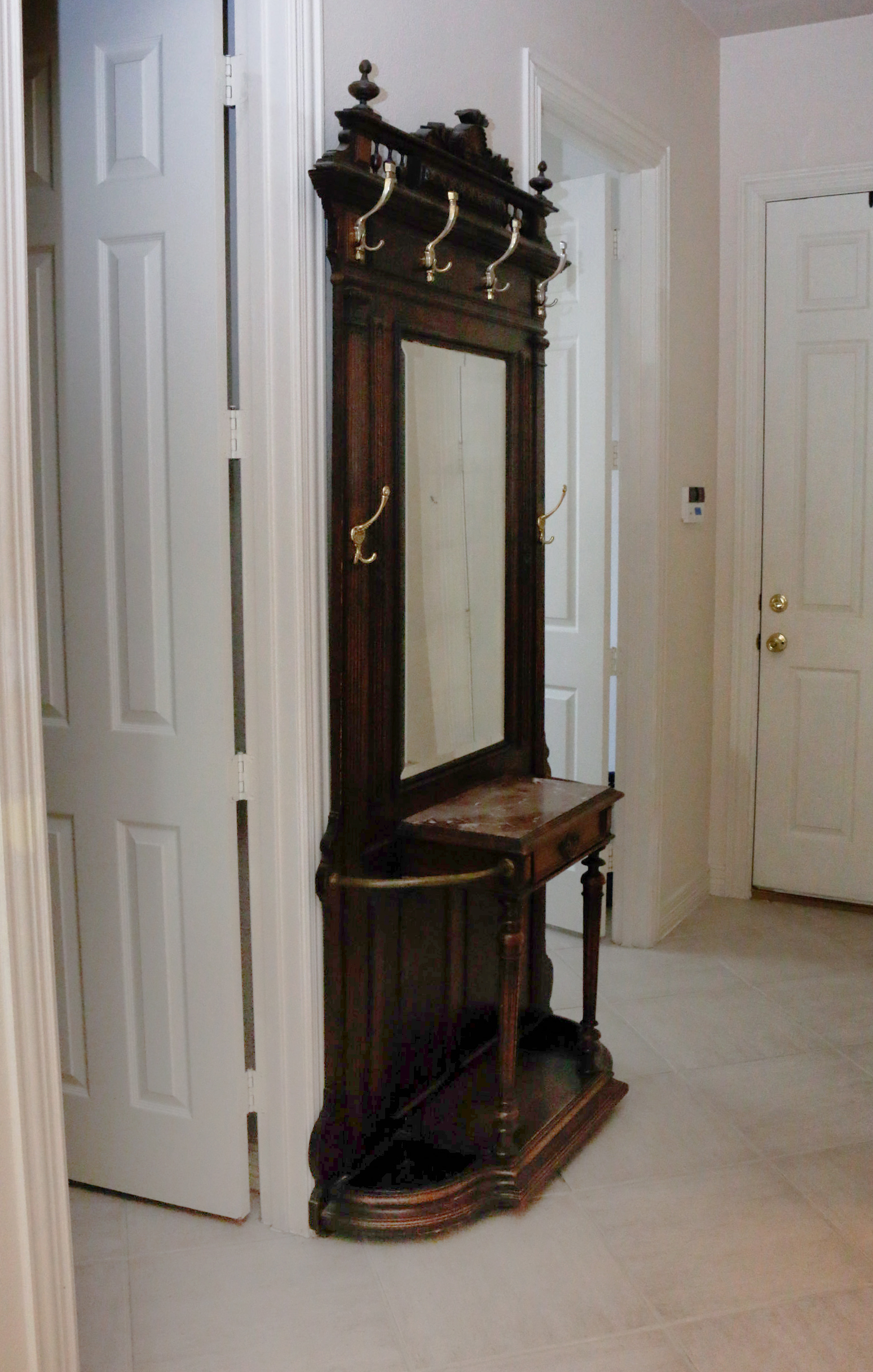 Antique French Wooden Hall Tree EBTH